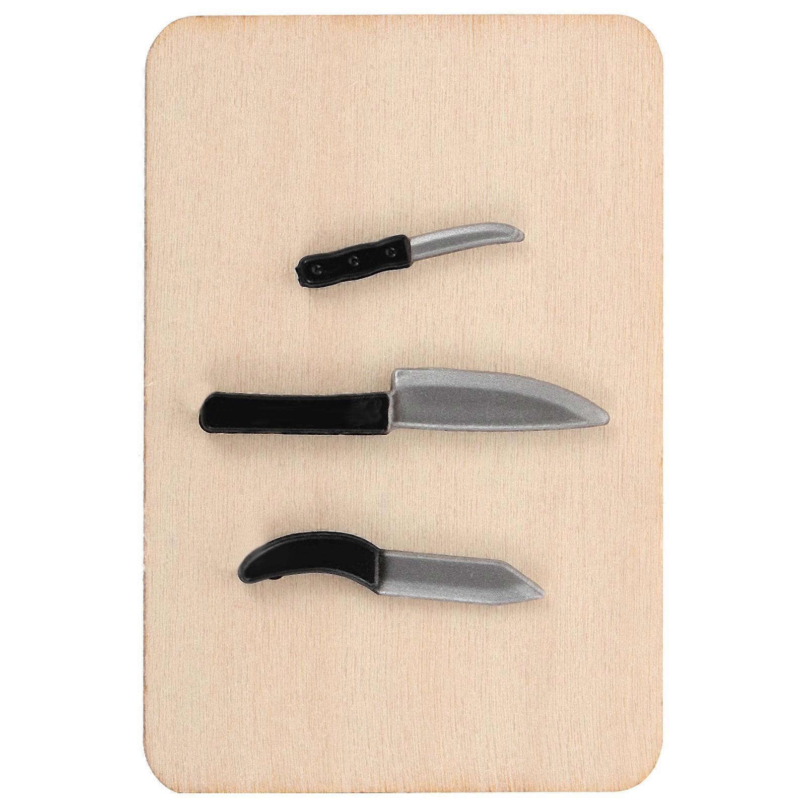 Dollhouse Miniature Tools 1/12 Scale Rectangular Mini Kitchen Cutters with Cutting Board for Pretend Play and Collectible Display 1Set