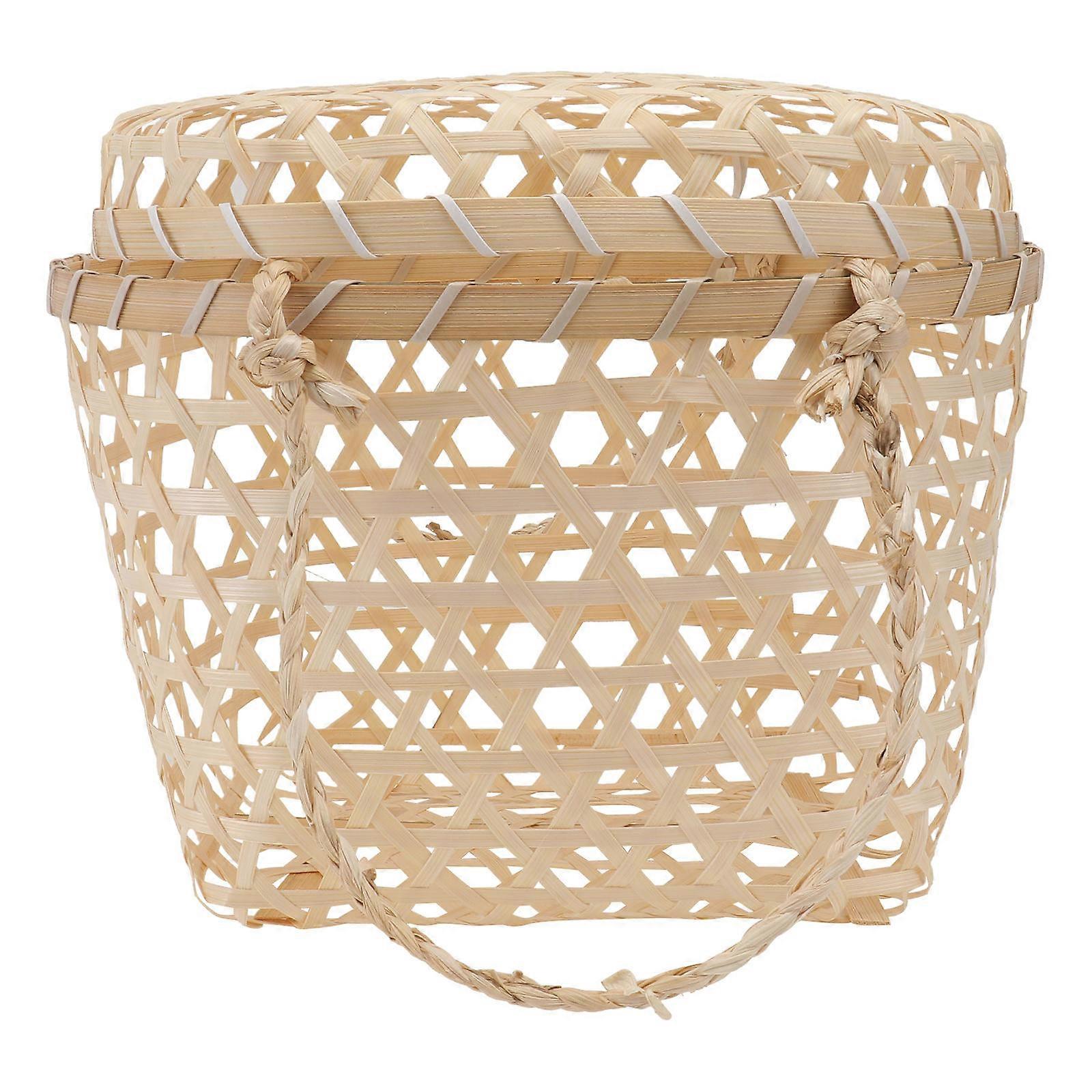 Bamboo Woven Storage Organizer Hexagonal Shape Eco-Friendly Classic 10.2×8.7×6.9in 1Pc