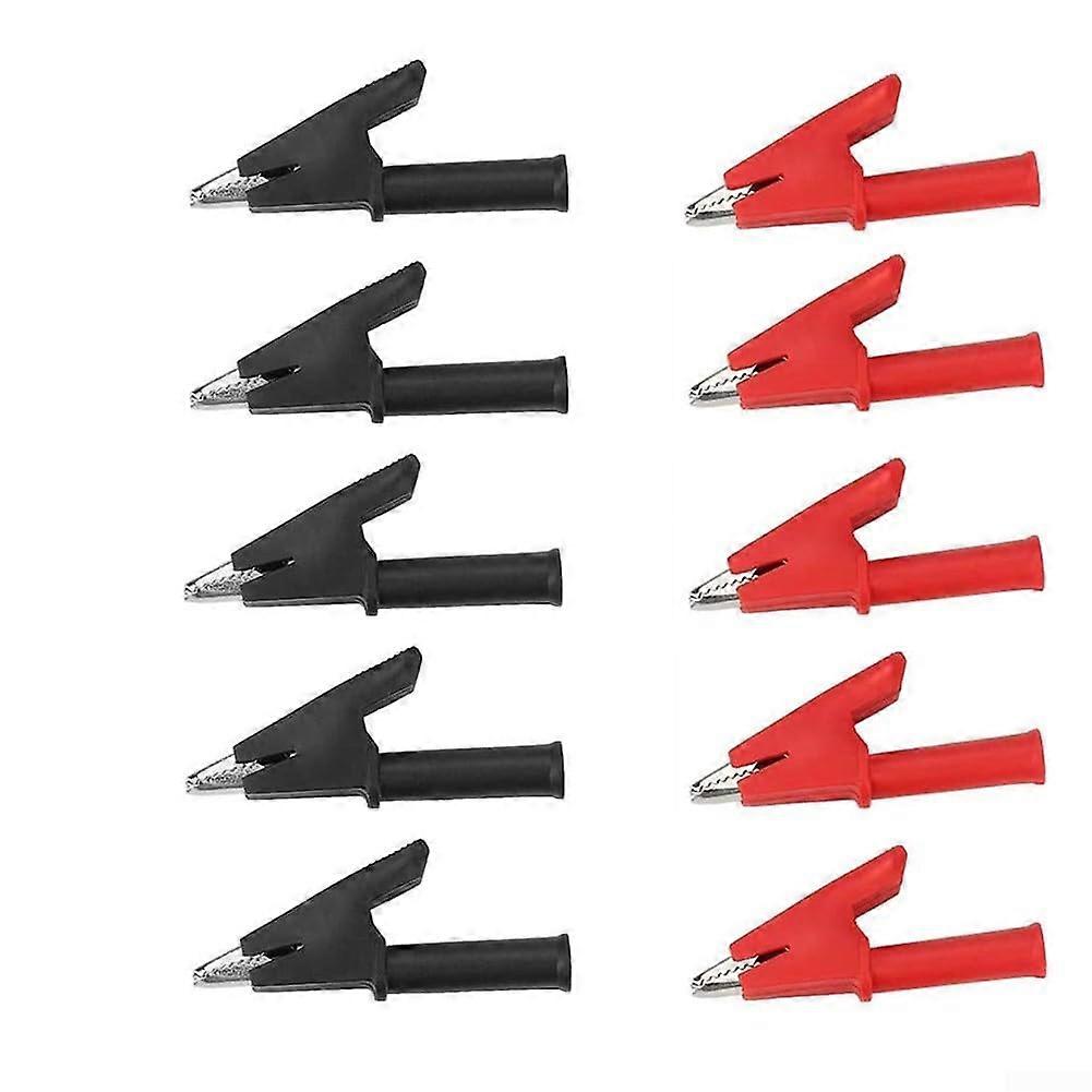 Crocodile Clip Set, 10 Pieces, Fully Insulated With Robust Spring Mechanism, For Electrical Jumpers And Testers