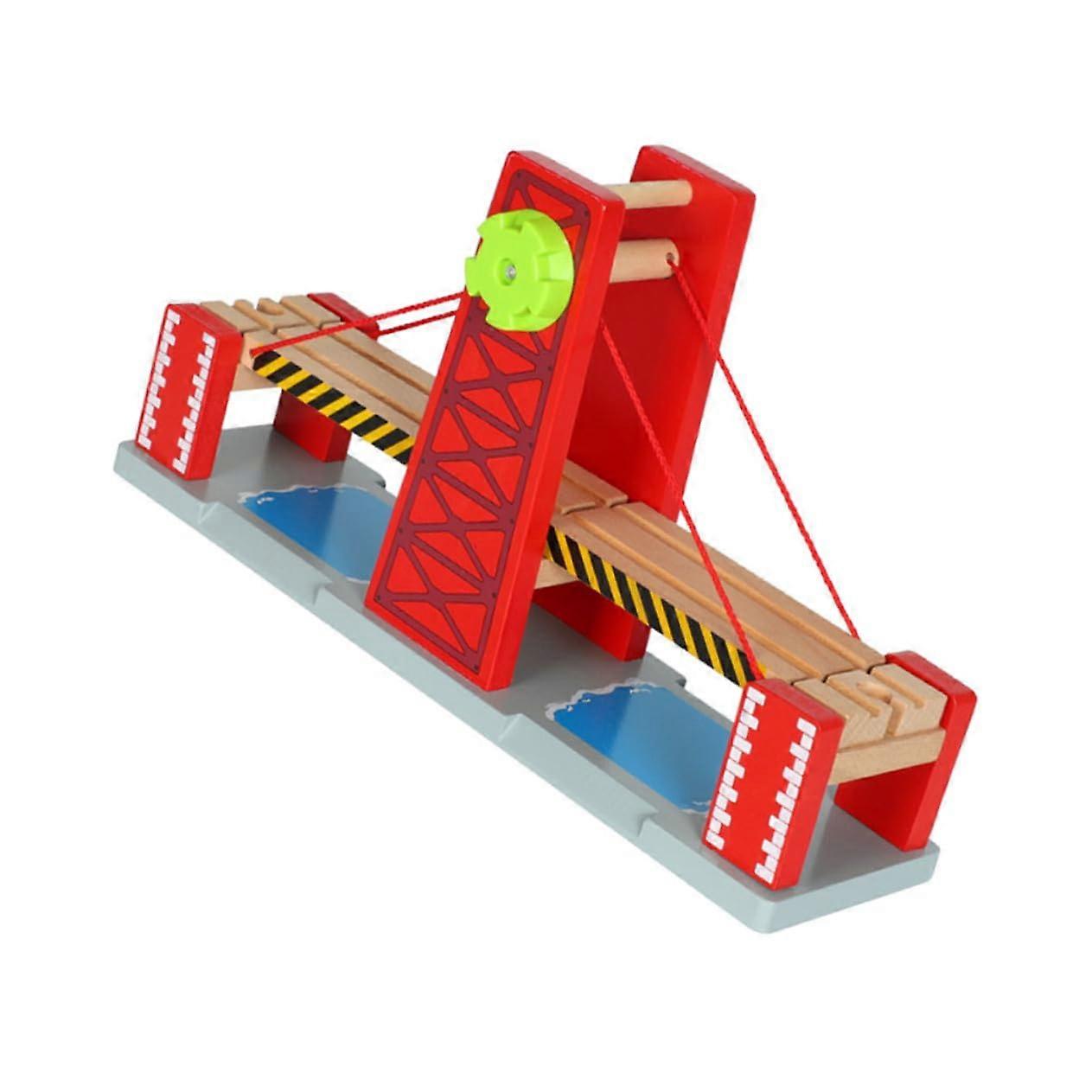 Wooden Train Track Set with Bridge and Elevator Compatible with Creative Wooden Toys for Boys, Developmental Fun for All Ages