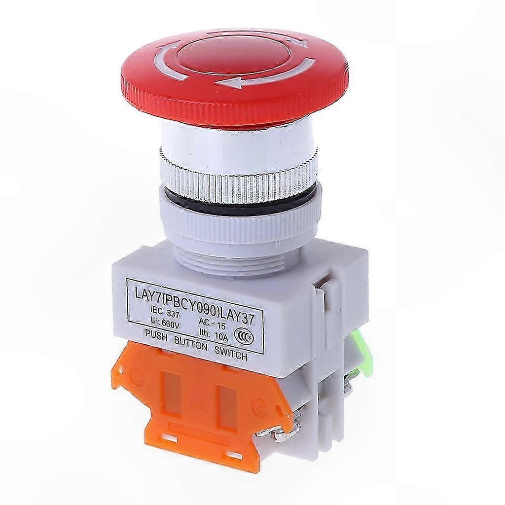 22mm 1NO 1NC DPST Emergency Stop Push Button Switch Red Mushroom Equipment e Stop Shut Off Switch AC 660V 10A