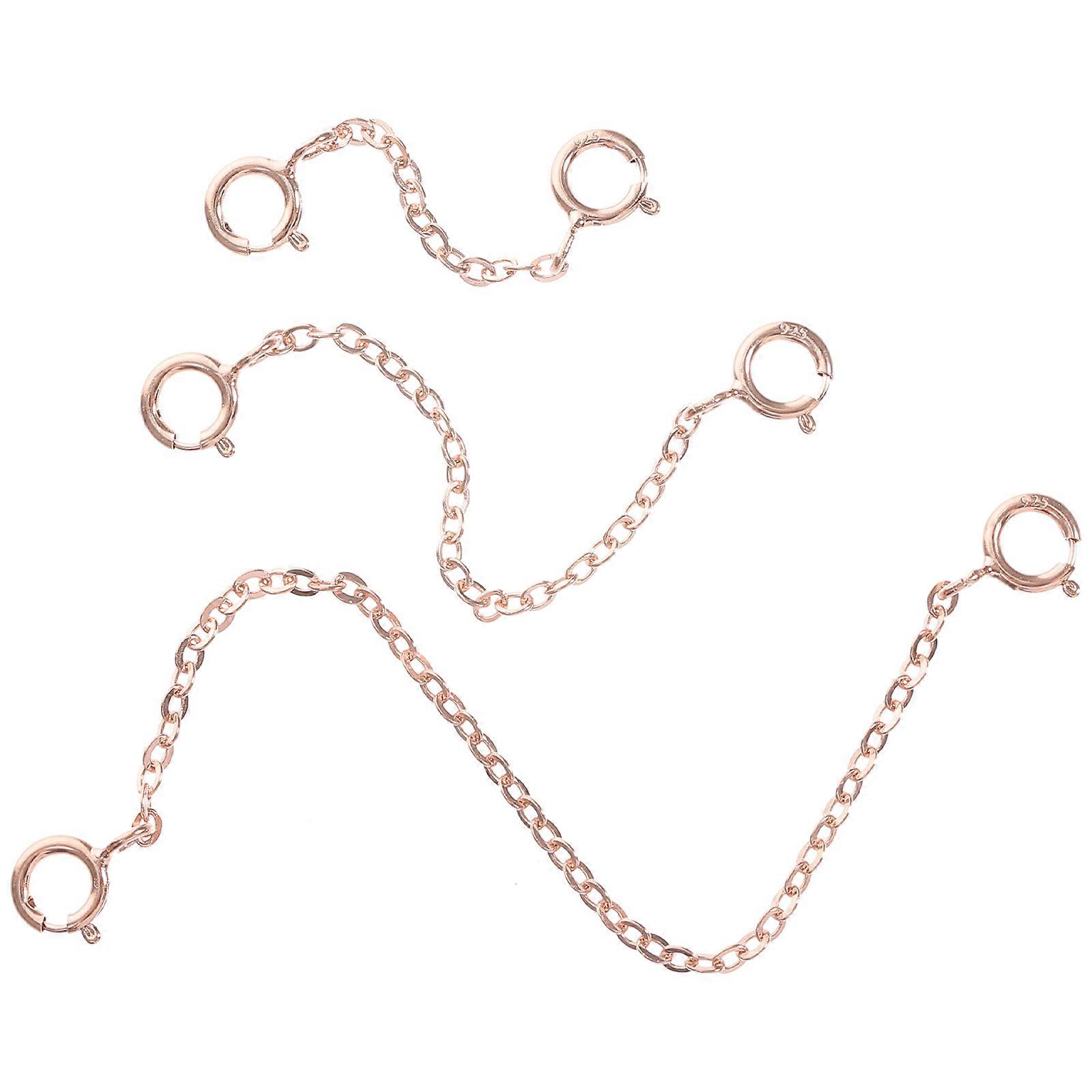 Jewelry Extension Chains Diy Necklace Extender Adjustable Length Rose Gold 3Pcs