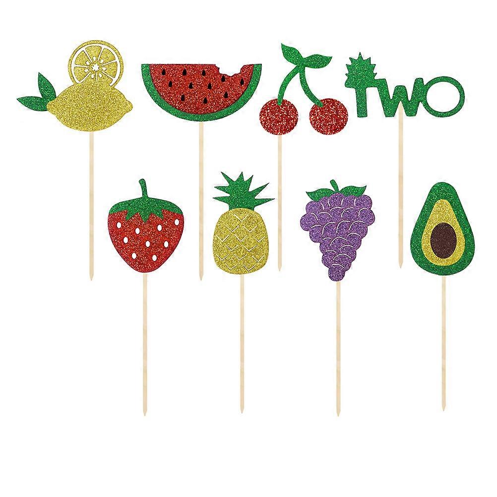 Avocado Pattern Cake Topper Set for Decoration with Cloth Picks Assorted Color 12 Pieces in 1 Pack