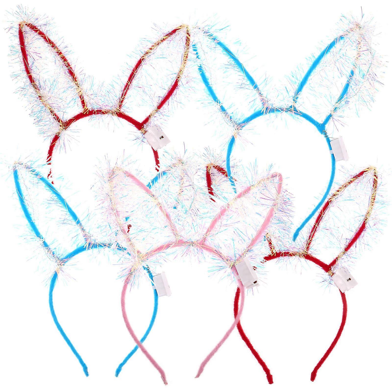 Adorable Rabbit Ear Hair Hoops with Lights for Decor Assorted 5Pcs