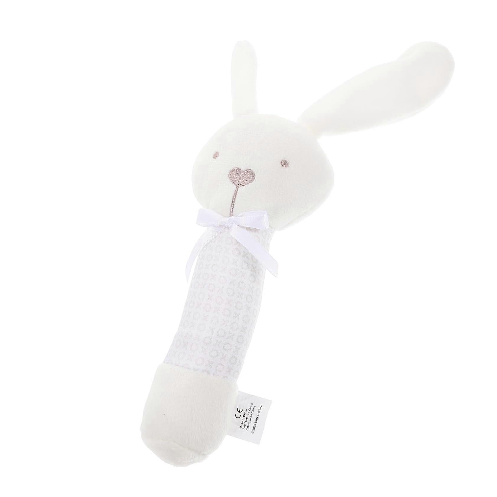 Hand Ring Toy Hand Rattles Dark Gray Plush Toy for Babies, Cartoon Rabbit Rattle, Rattling Shaking Toy