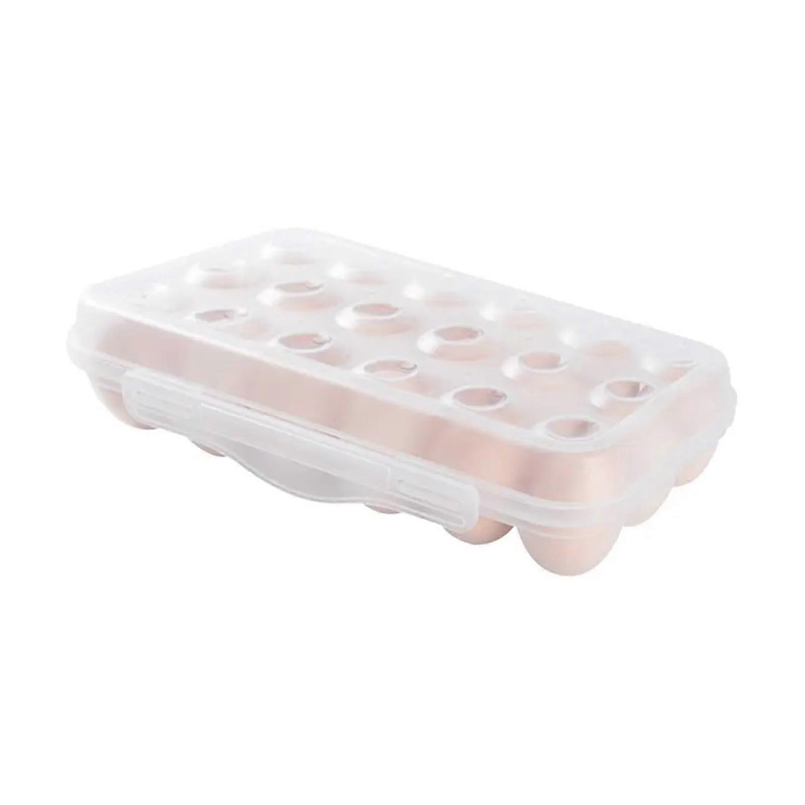 Egg storage container, durable plastic, 18 compartments, transparent, stackable (18 grids).