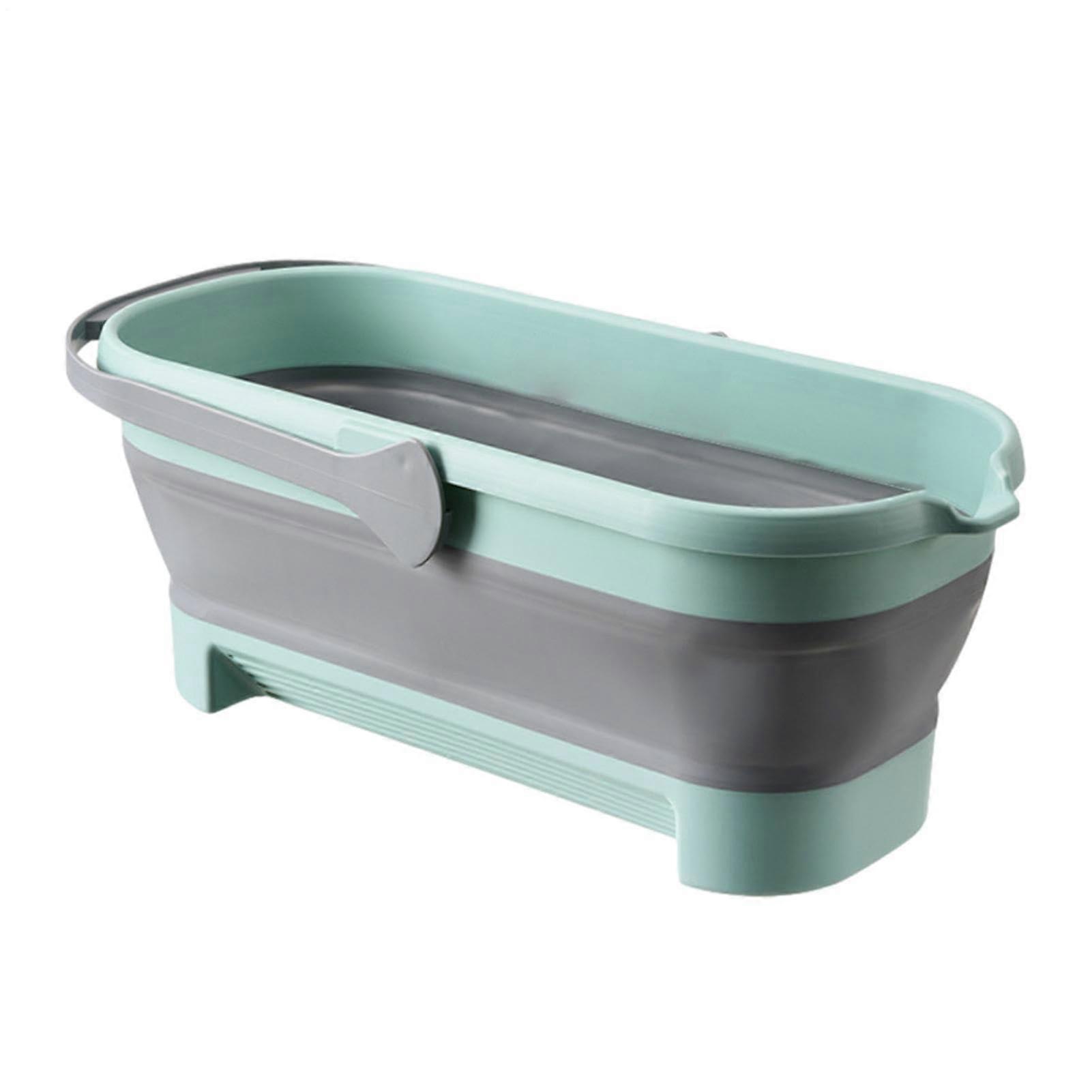 Collapsible Bucket with Handle - Portable Rectangular Water Bucket for Cleaning, Washing Cars, Green