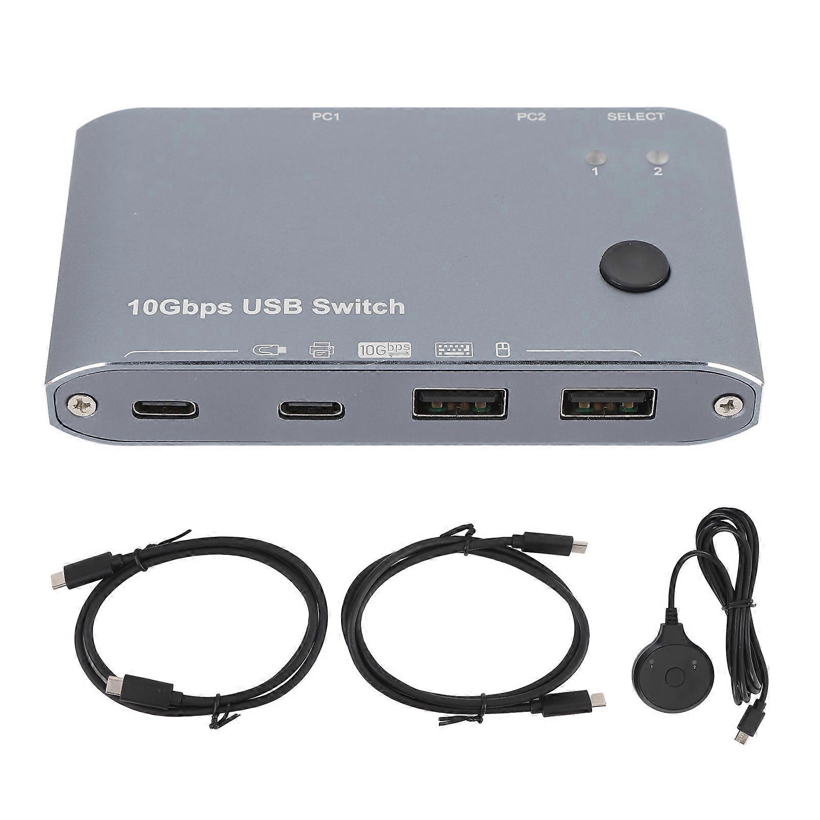USB 3.2 Switch for 2 Computers with 4 Ports 10Gbps Data Transfer Plug and Play