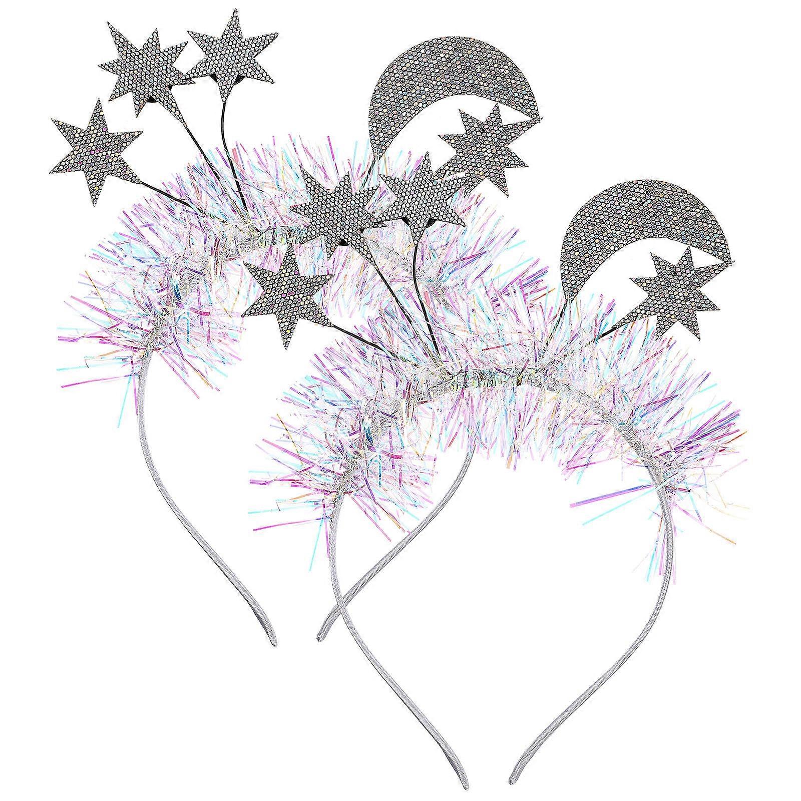Sparkling Sequin Headband for Valentine Decor Silver Plastic Lightweight and Durable 2 Pieces