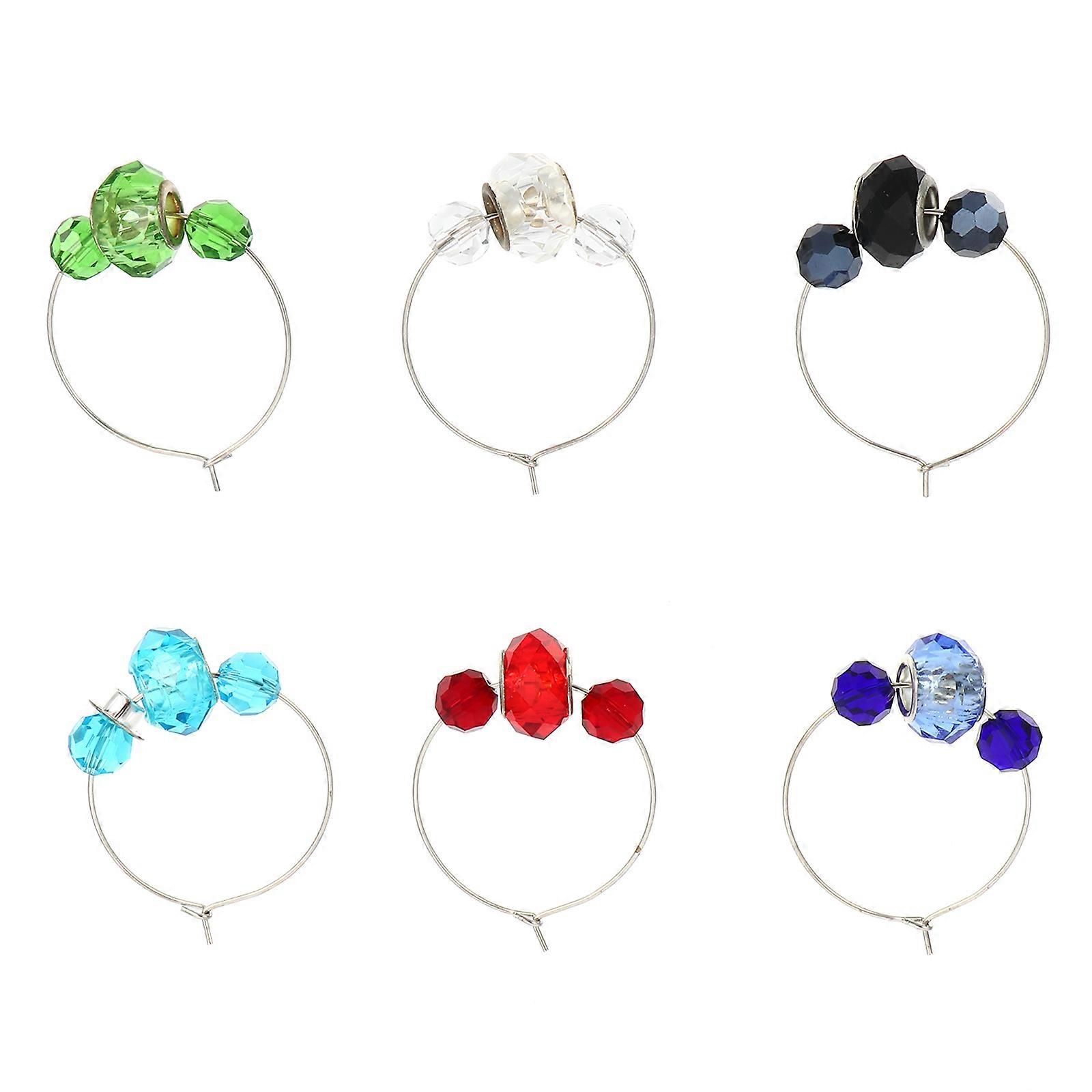 Beads Wine Glass Charms for Party Decoration Assorted of 6 Practical Identifiers