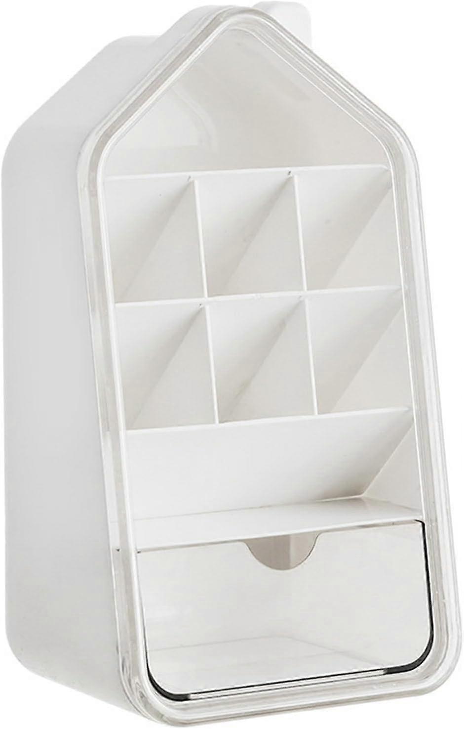45° Angled Desk Organizer With Drawer - 3 Compartment Pen Holder For Office & Makeup