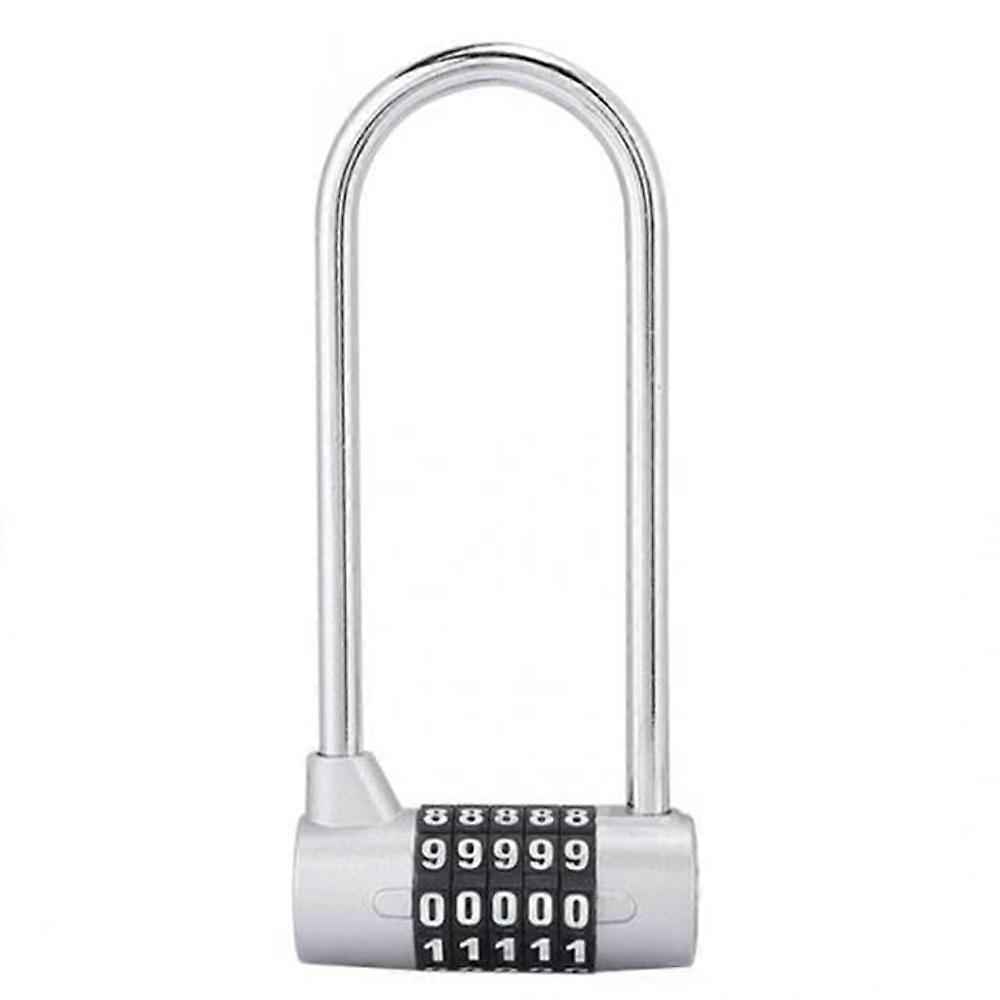 5Digit Combination Lock, Long Padlock Security Padlock Combination Lock for School Gym Locker, Toolbox, Fences, Bicycle Silver