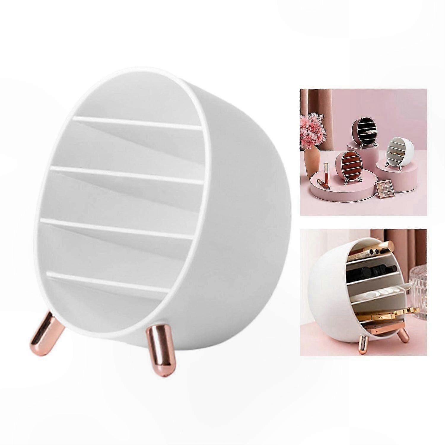 Stylish White Cosmetic Storage with 5 Compartments for Easy Organization and Placement