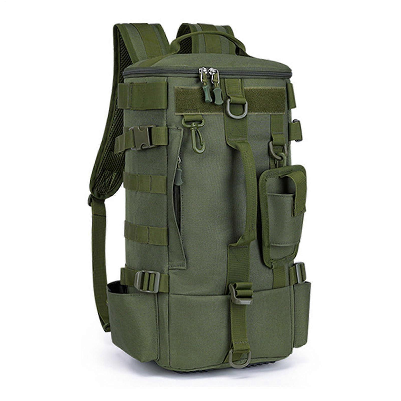 Anglerrucksäcke Tackle-Rucksack Mit Rutenhalter Für Angeln Camping Tagesrucksack Militärgrün Wasserabweisend 25L