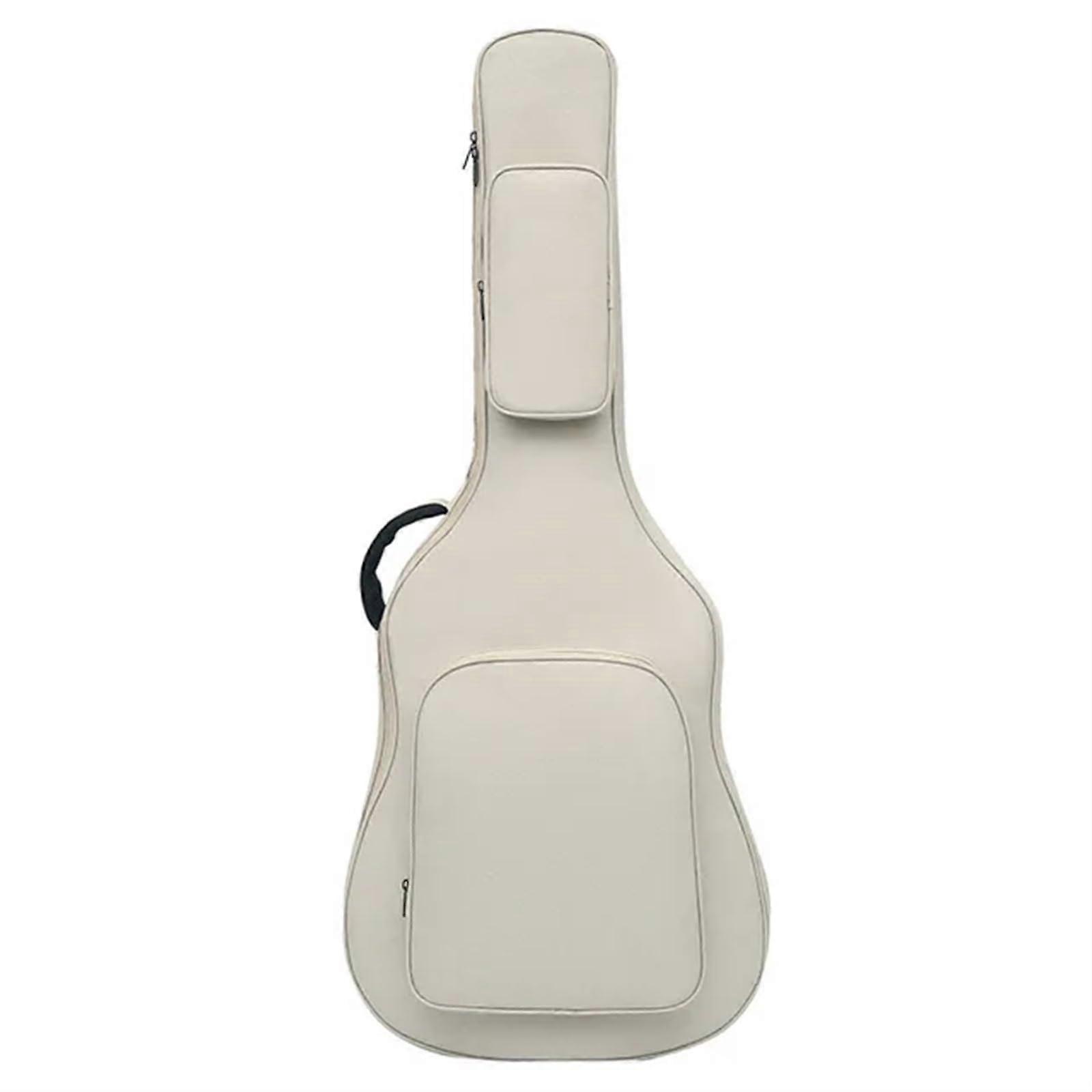 Guitar Case 12mm Thickened Padding Oxford Cloth 41-Inch Folk Guitar Bag Shoulder Bag White