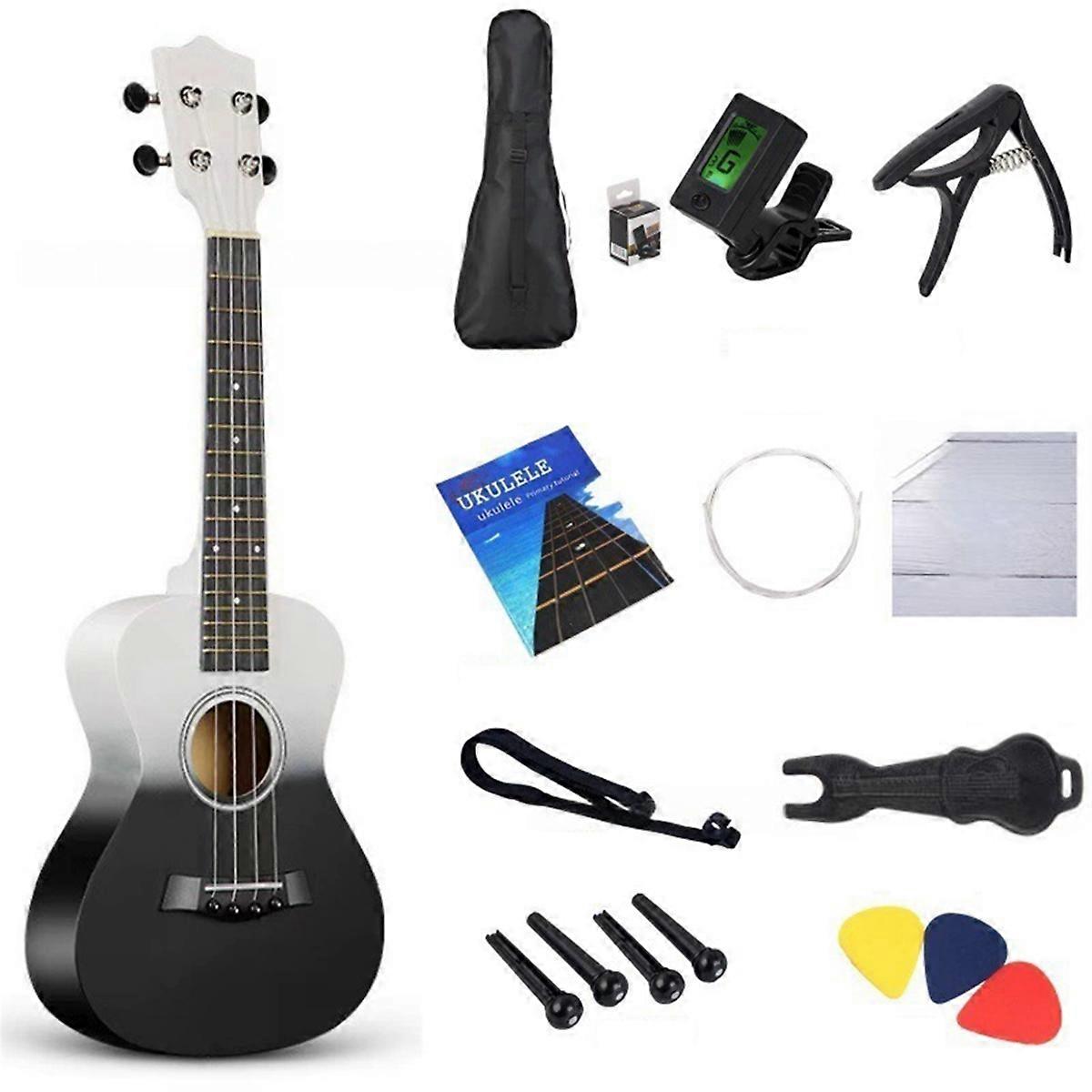 23-Inch Two-Tone Wooden Mini Guitar Four-String Ukulele Mini Guitar for Beginners Two-Color Gradien