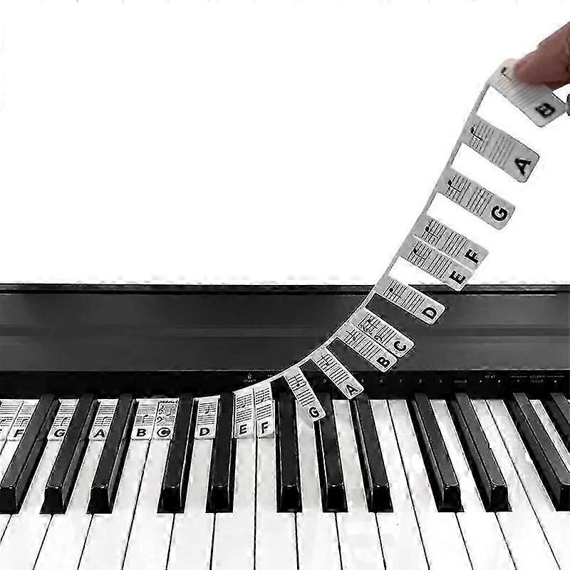 Beginner Piano Notes Guide, Detachable Piano Keyboard Learning Notes Labels, 88 Keys Full Size, No Stickers Required, Reusable
