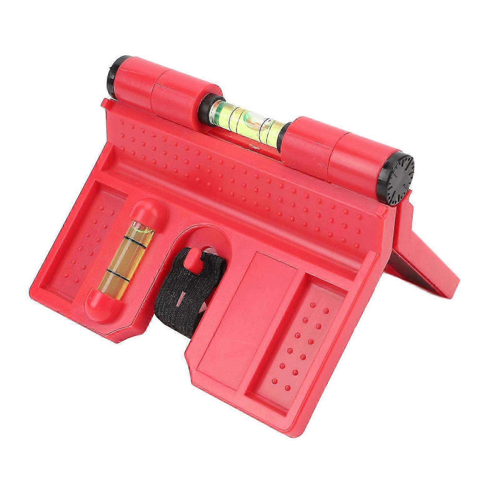 Magnetic Post Level Professional High Accuracy 3 Vials Folding Post Level Tool with Elastic Loop for Posts Pipes Railings and Signs Red