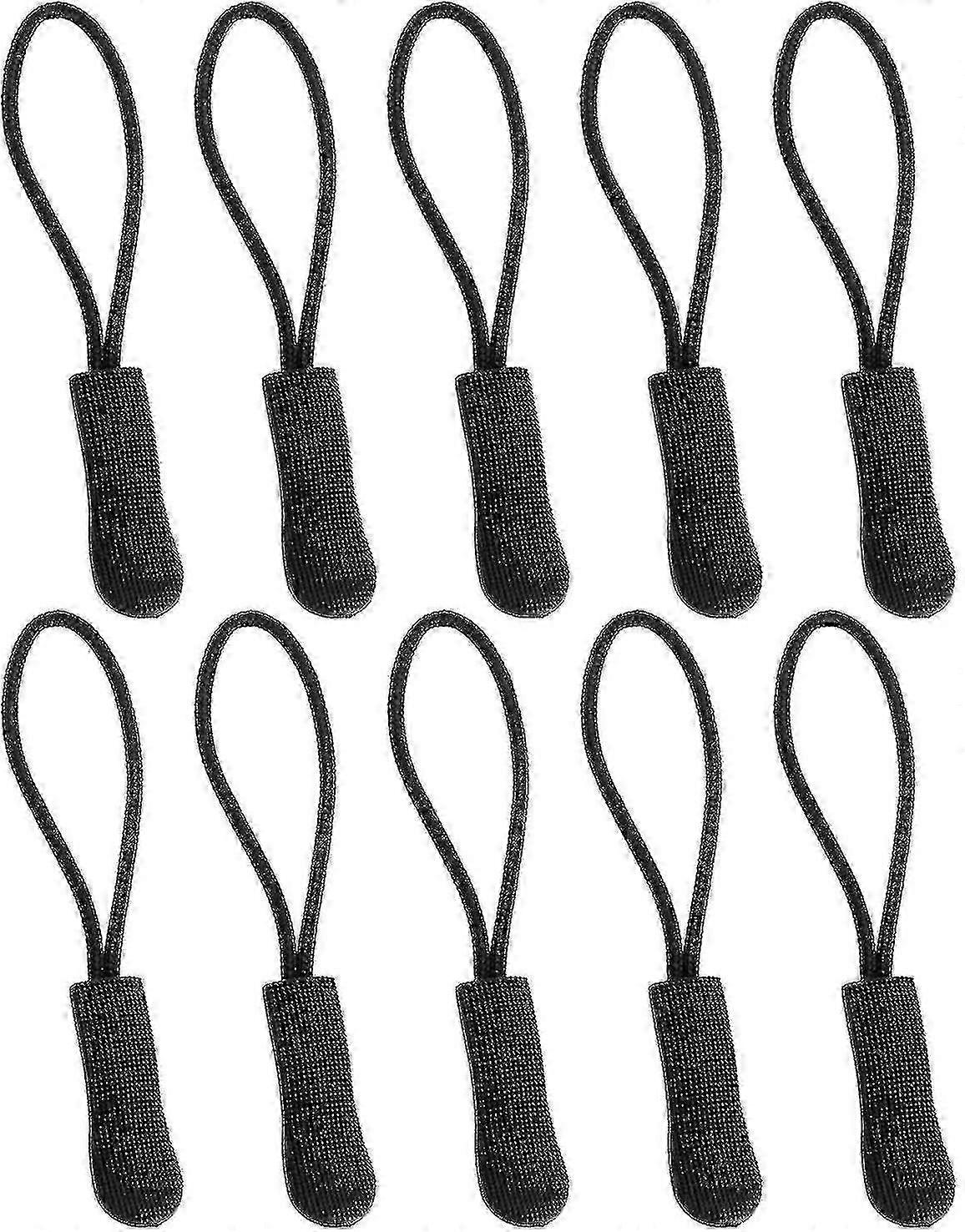 10pcs Orange Zipper Pulls, Black Zipper Cord Extenders, Replacement Zipper Tabs