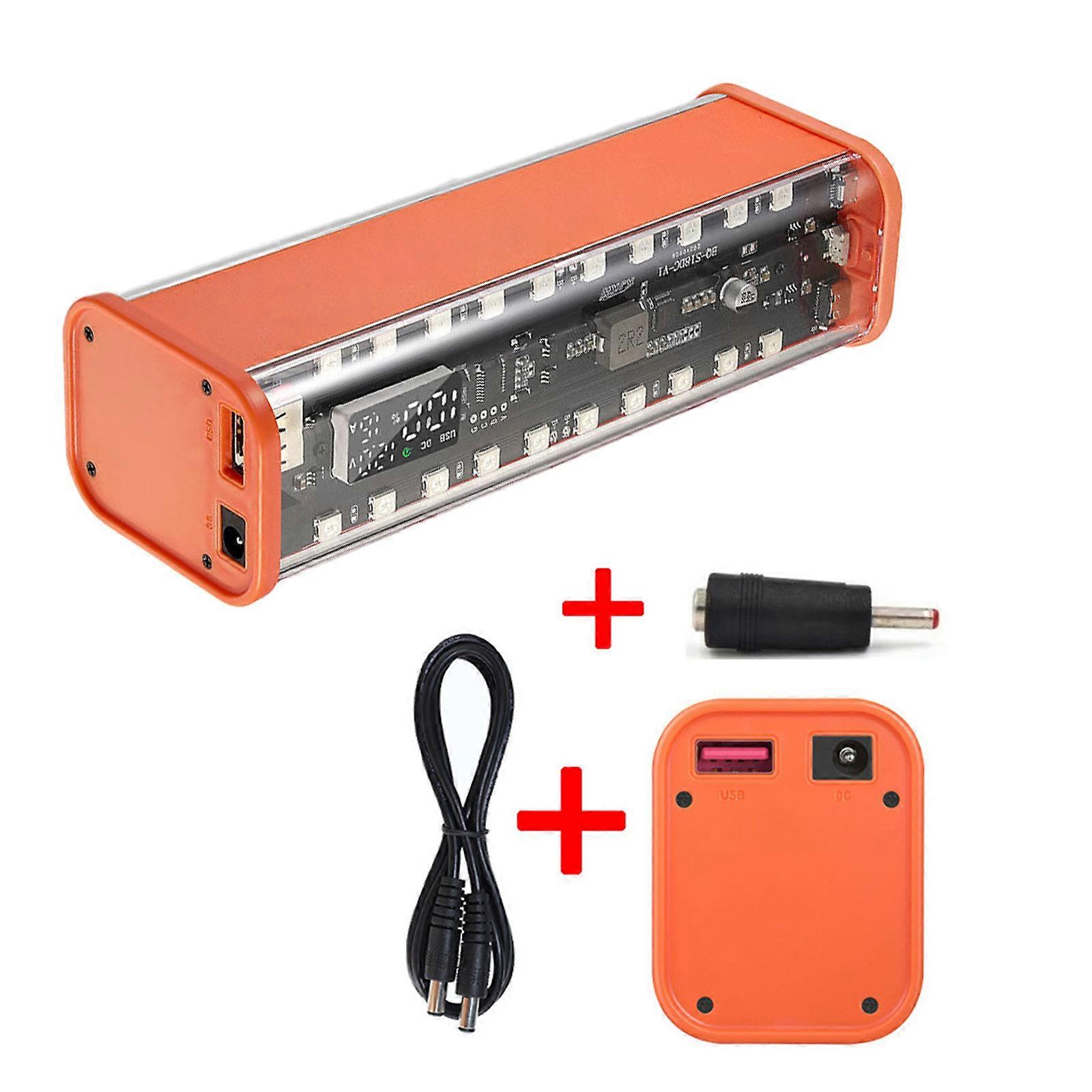 DIY 18650Battery Charging Adapters Case With Overload Protections Adjustable 5-12V Output For Camping Equipment  orange color