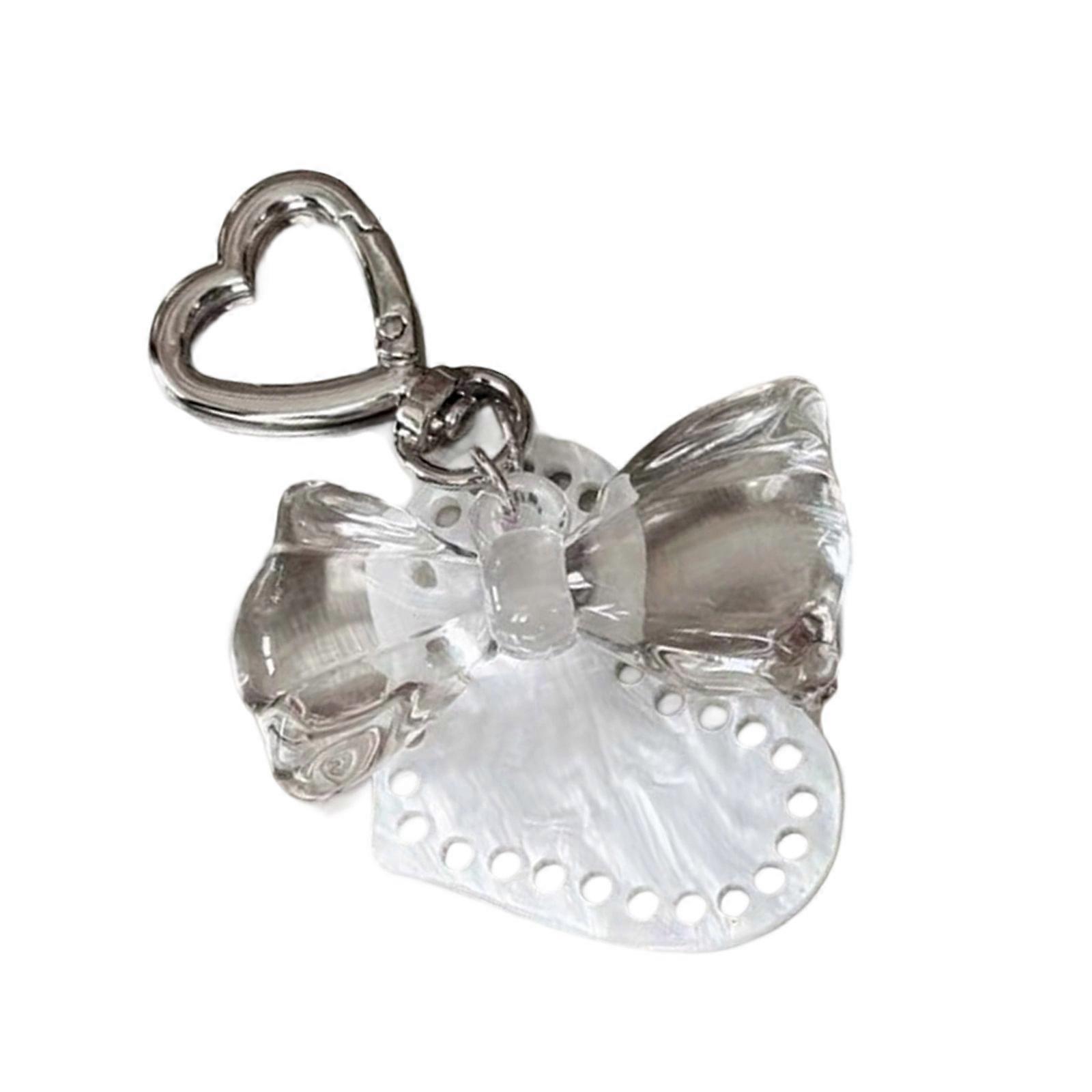 Elegant Heart Keychain Alloy Acrylic Multi Hole Pattern Keyring Decoration Portable Key Organiser For Gift Giving  White