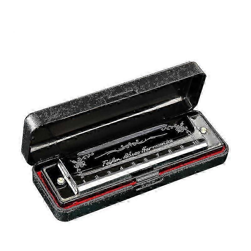 10 Hole 20 Harmonica Blues Deluxe Harmonica Beginner C Harmonica - Black