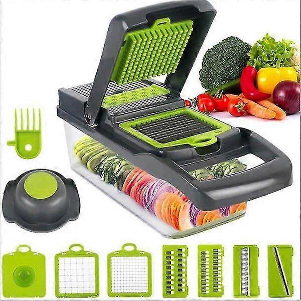 Vegetable slicer and chopper with transparent vegetable box, safe and stable to operate