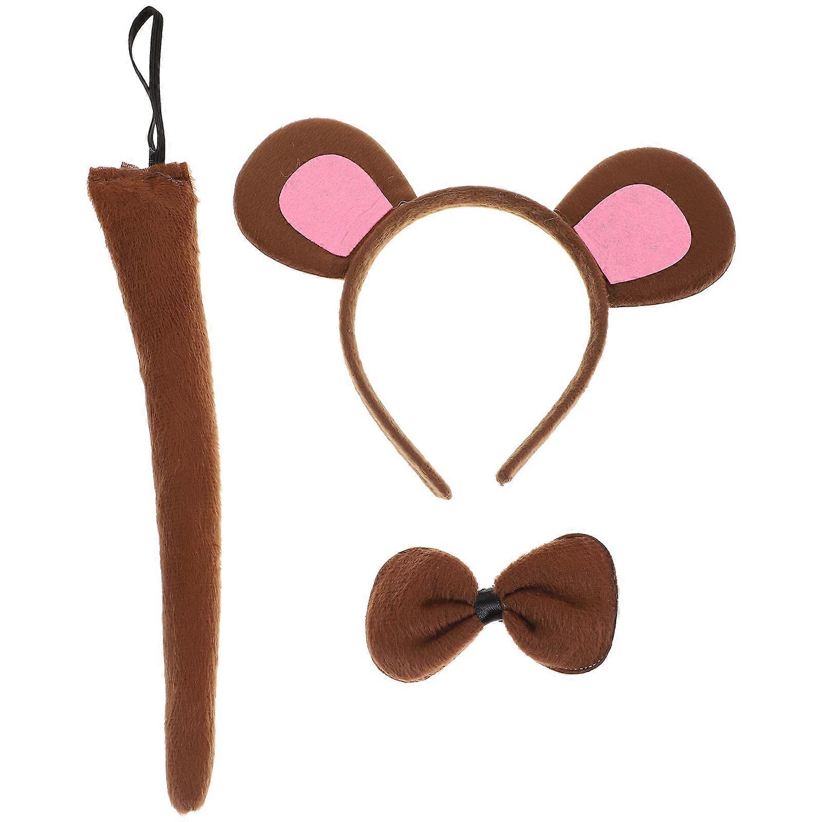 Halloween Party Accessory Set With Monkey Ears Bow Tie And Tail For Kids And Adults Featuring Unique Monkey Style 1 Set