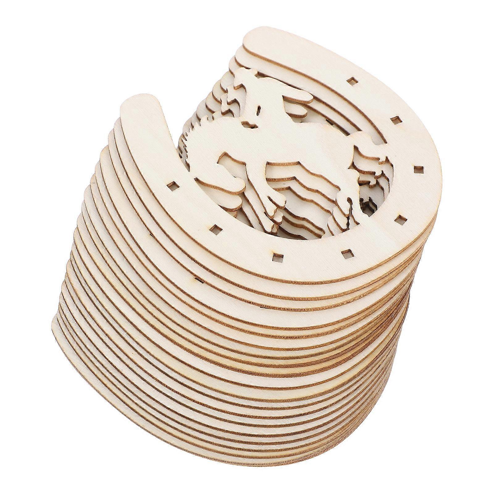 Wooden Horseshoe Stand for Decoration Khaki Wood Craft 20 Pieces with DIY Hangers and Unique Design