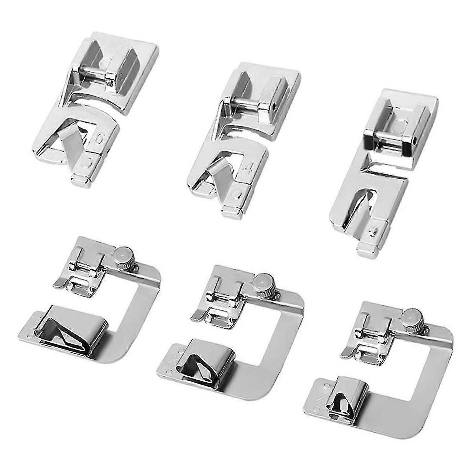 6 Pcs Rolled Hem Presser Foot, Hemming Foot Kit For Singer,