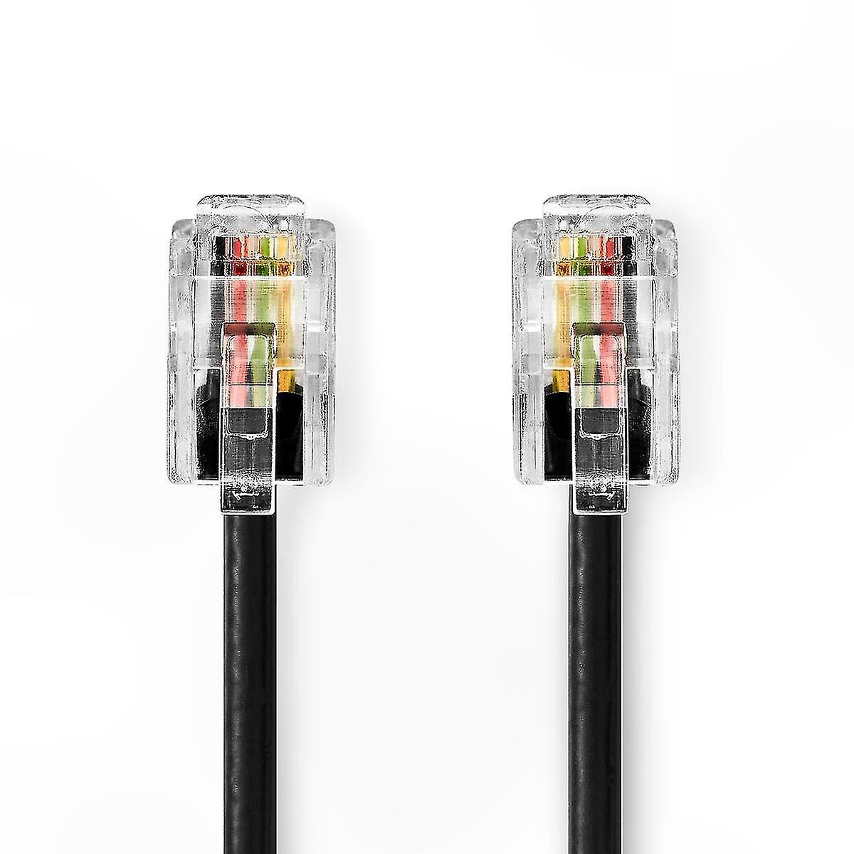 RJ10 to RJ10 Coiled Cable, 5m, Black, Spiral Design for Flexible Use
