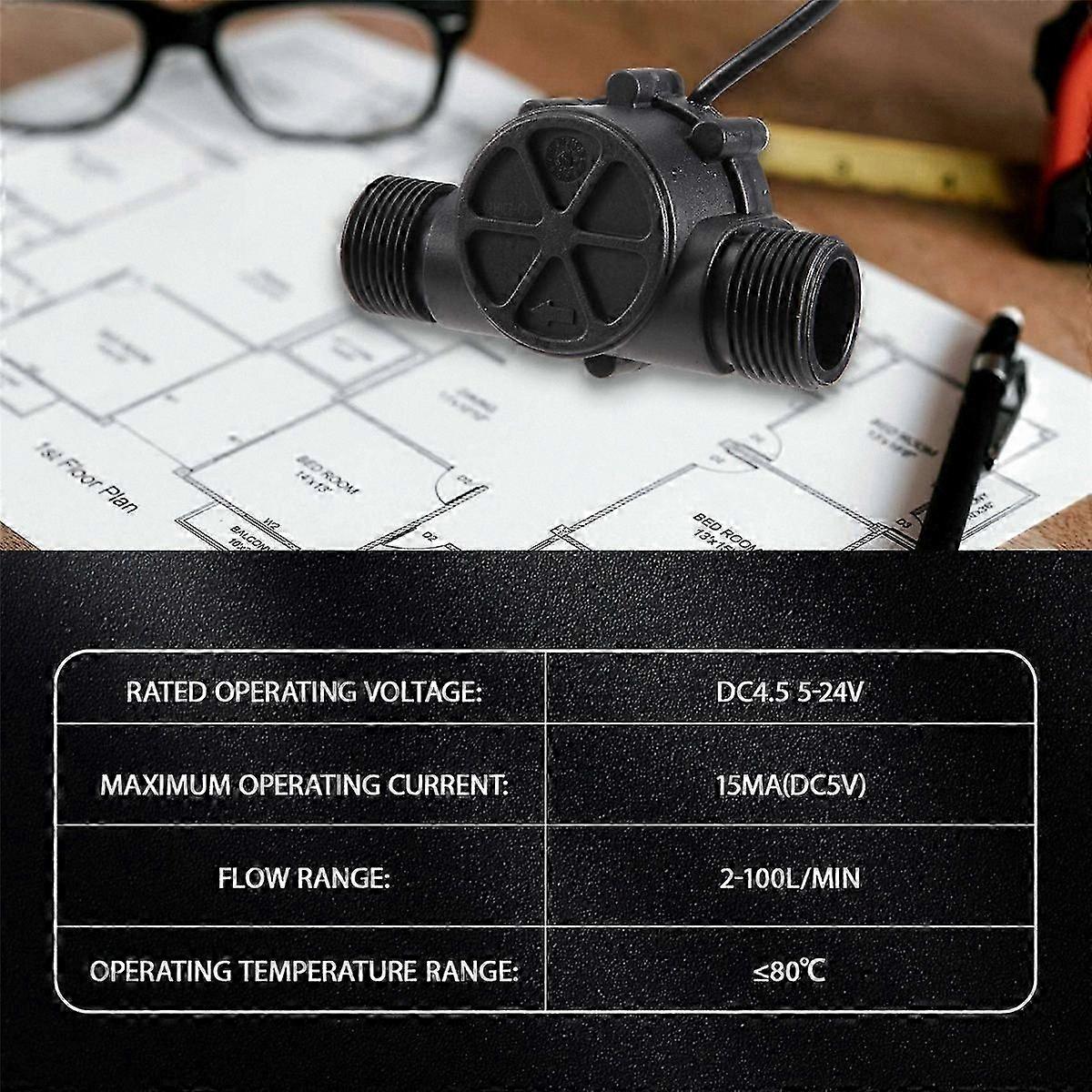 1Pc Water Flow Sensor DN25 DC3.5-24V 1 Inch 2-100L/Min Hall Effect Flow Meter for Heat Pump and Water Heater Systems