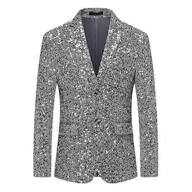 Mens Sequin Blazer Slim Fit Tuxedo Coat for Prom Party Dinner in Shiny Fabric, Available in Various Sizes and Colors 2025