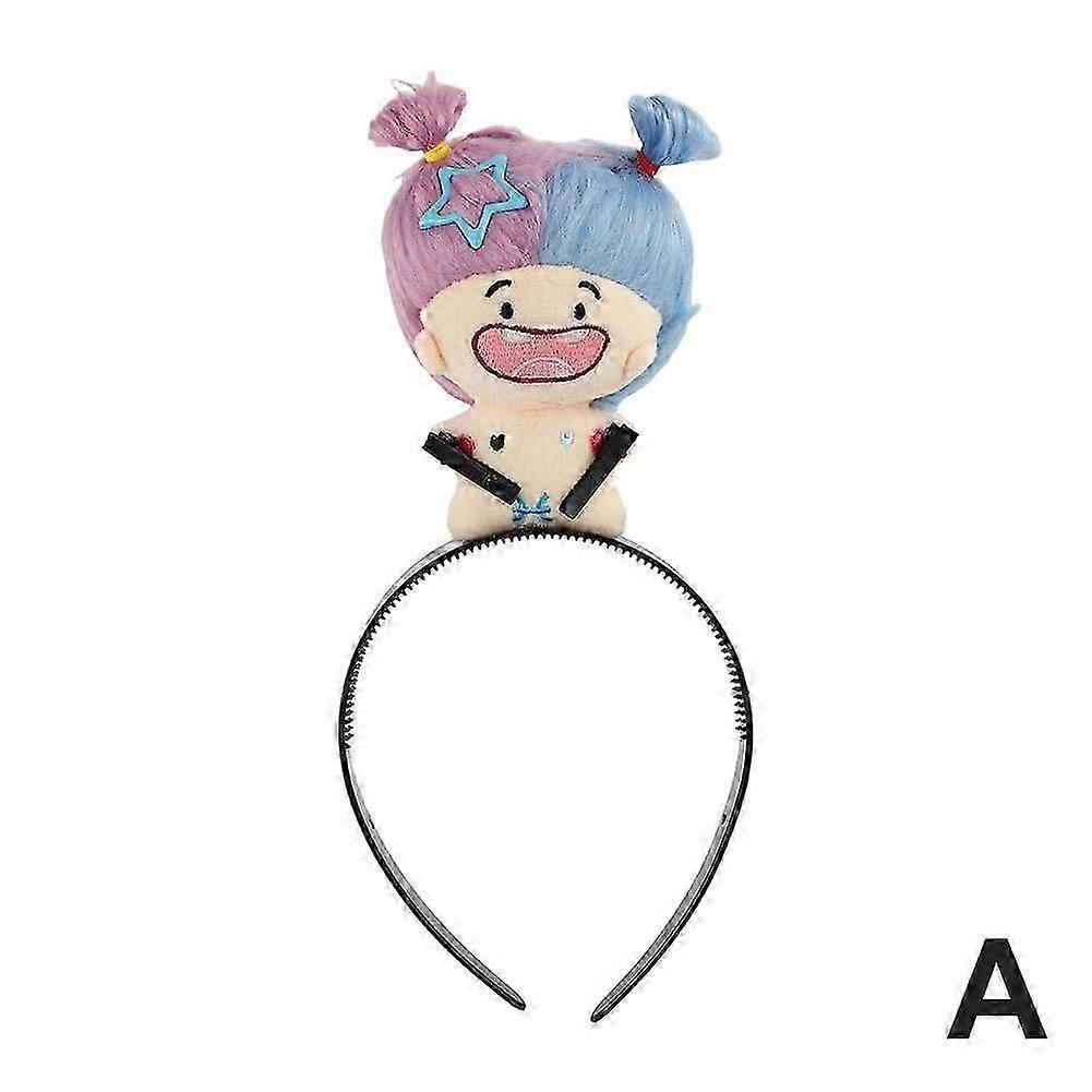 かわいい漫画の人形のヘアバンド面白いぬいぐるみヘアリングの女性は編みこみDブルー+パープルワンサイズ