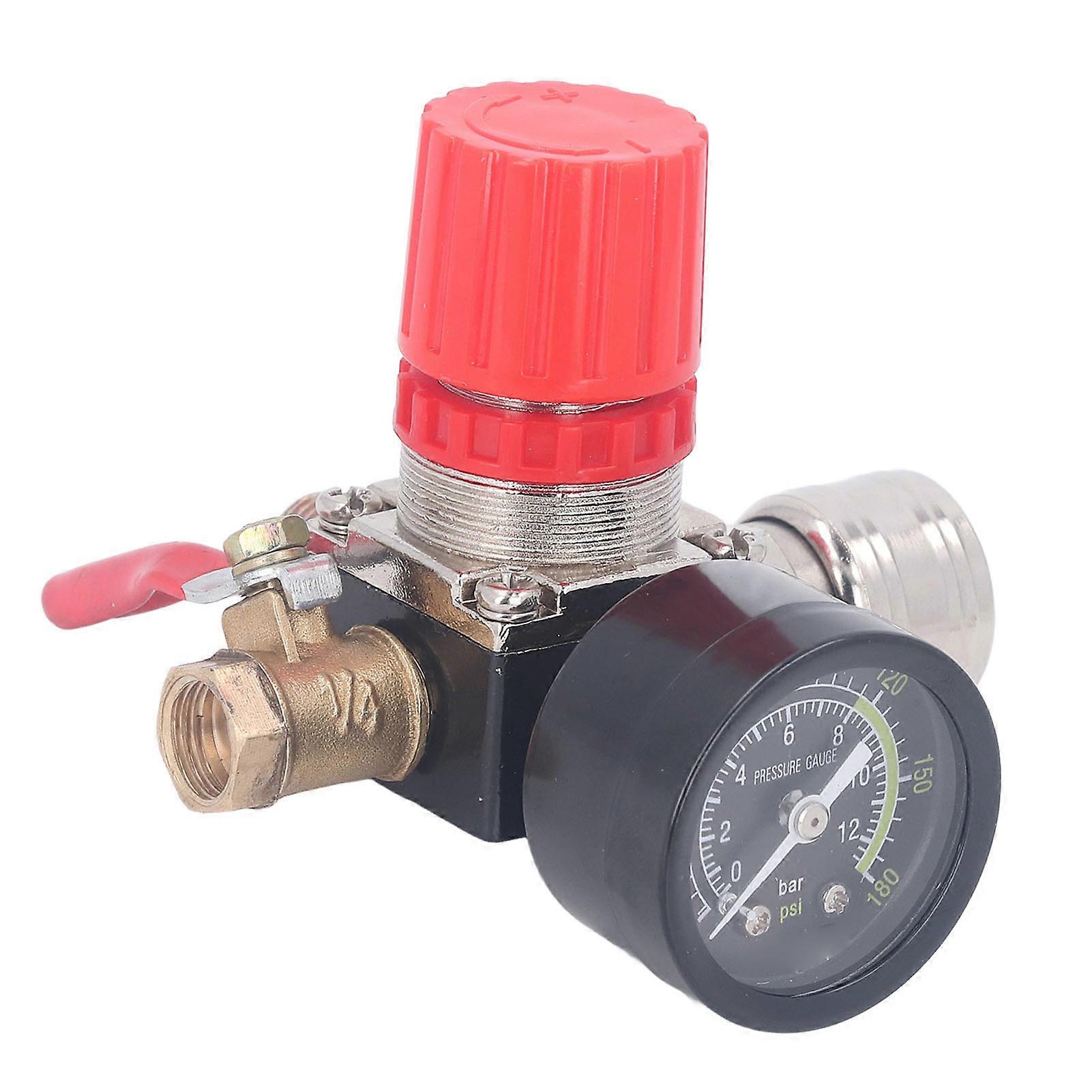 Air Compressor Regulator Kit 0-180 PSI with Gauge 4 Way Valve 1/4in NPT