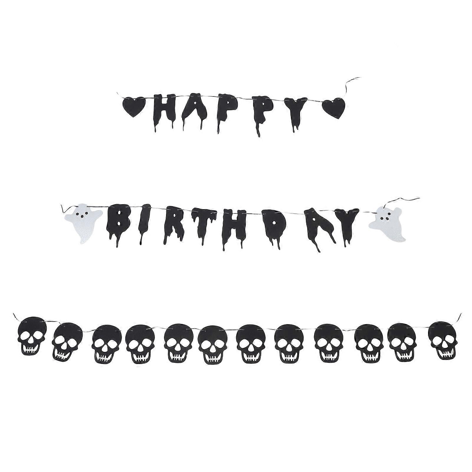 Party Banner Flags Halloween Birthday Banner Paper for 4Sets Ghost Design