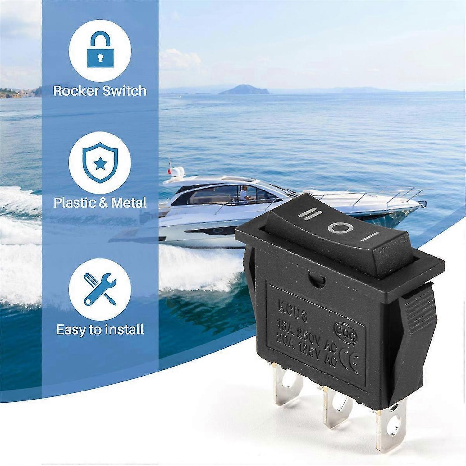 AC15A/250V 20A/125V 3Pin SPDT ON-OFF-ON 3 Position Snap Rocker Switch