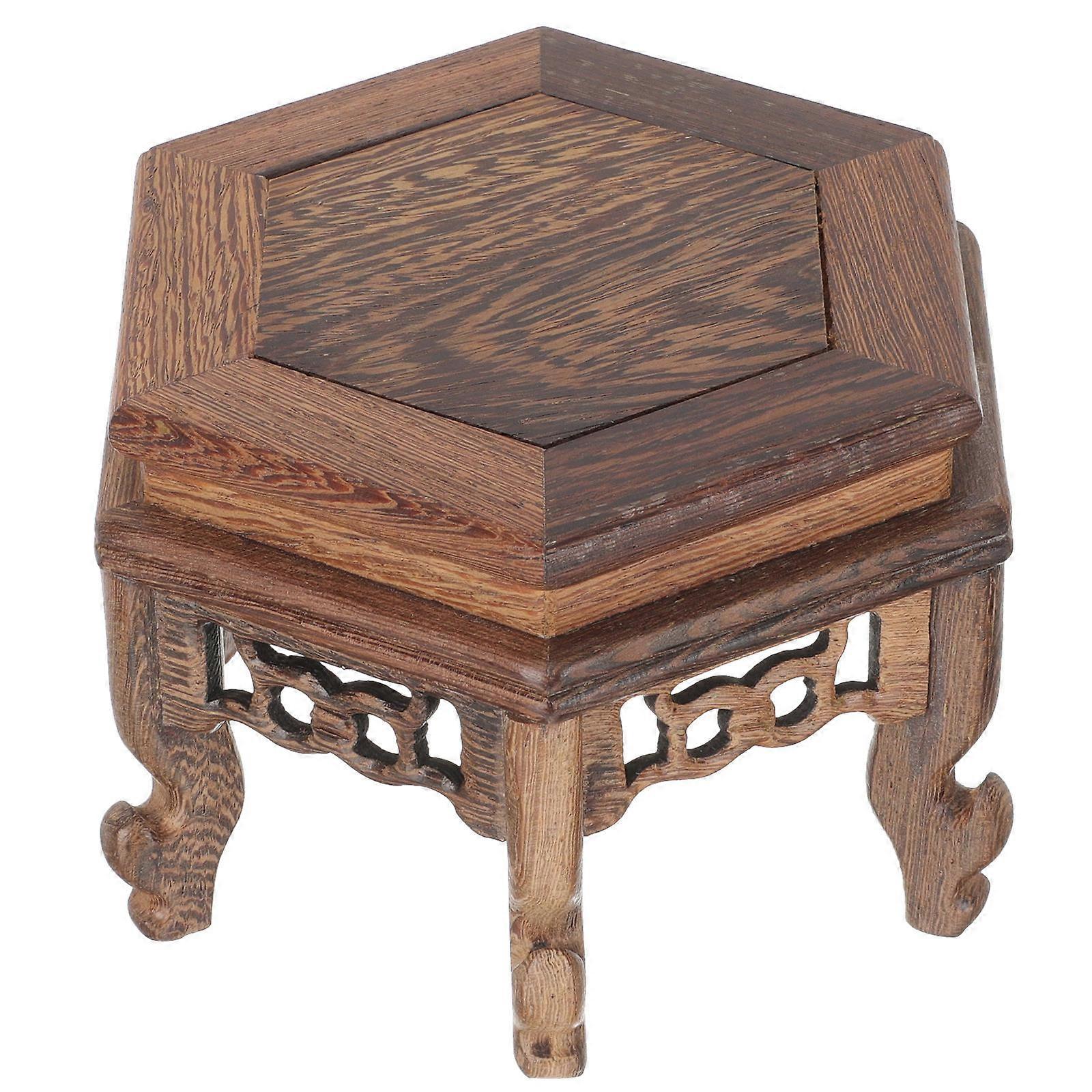 Wood Base Wooden Stool for Decor 4Pcs Coffee Tea Pot Display Rack