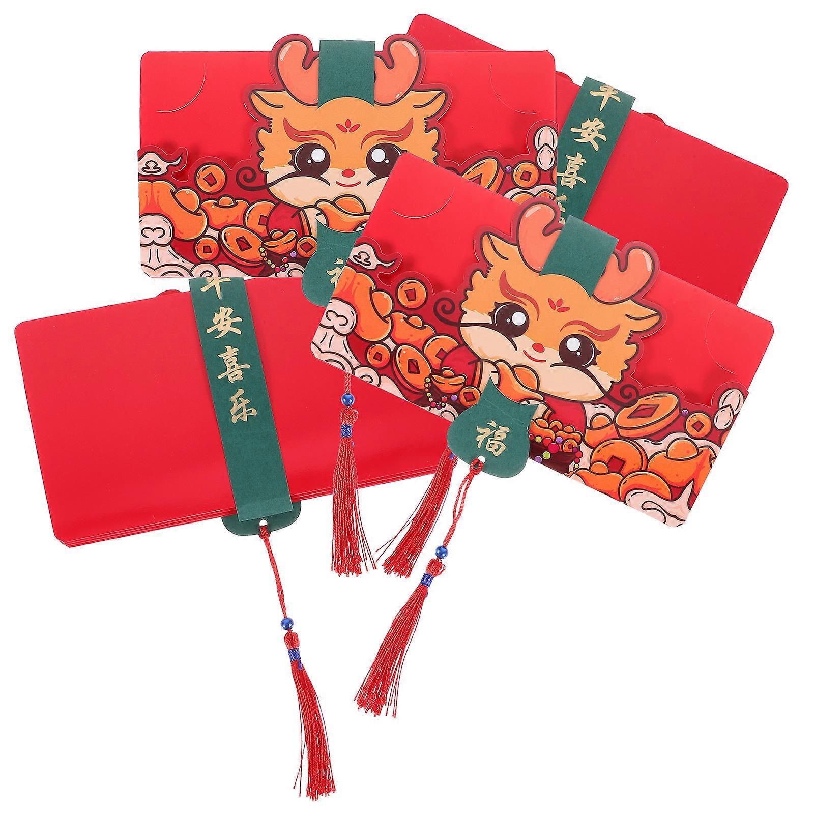 Chinese Style Red Envelopes for Decor Use with Dragon Design 4Pcs Pack