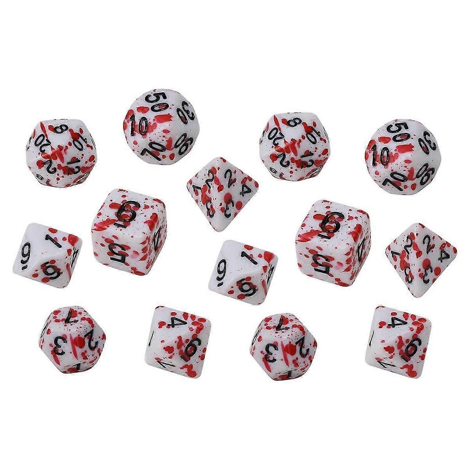 14 Pieces Blood Splatter Dice Polyhedral 7-Die Dice Set for DND Role Playing Dice Games