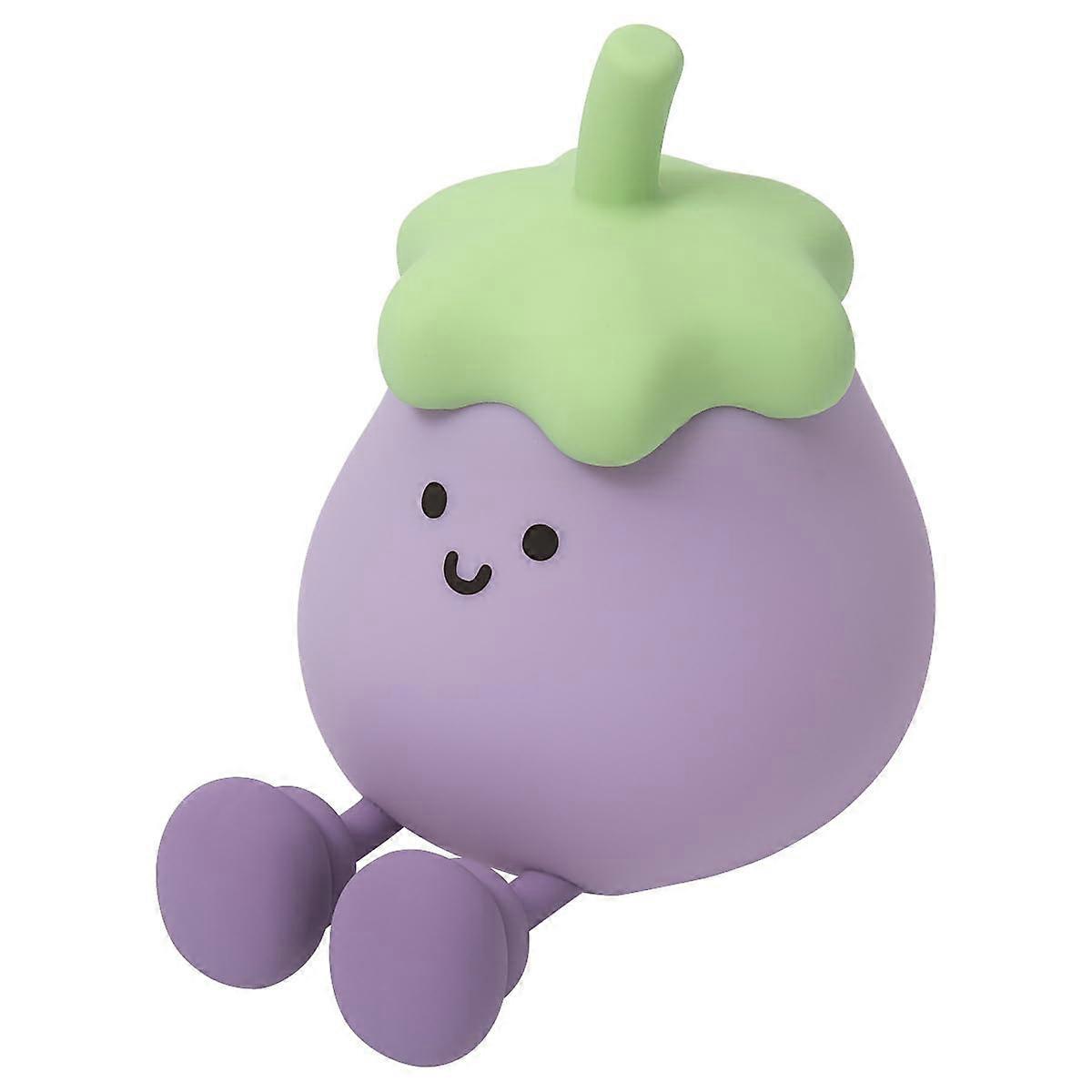 Silicone Squishy Night Light for Kids - Purple Aubergine Touch Lamp with 3 Brightness Levels, Timer, and Phone Holder