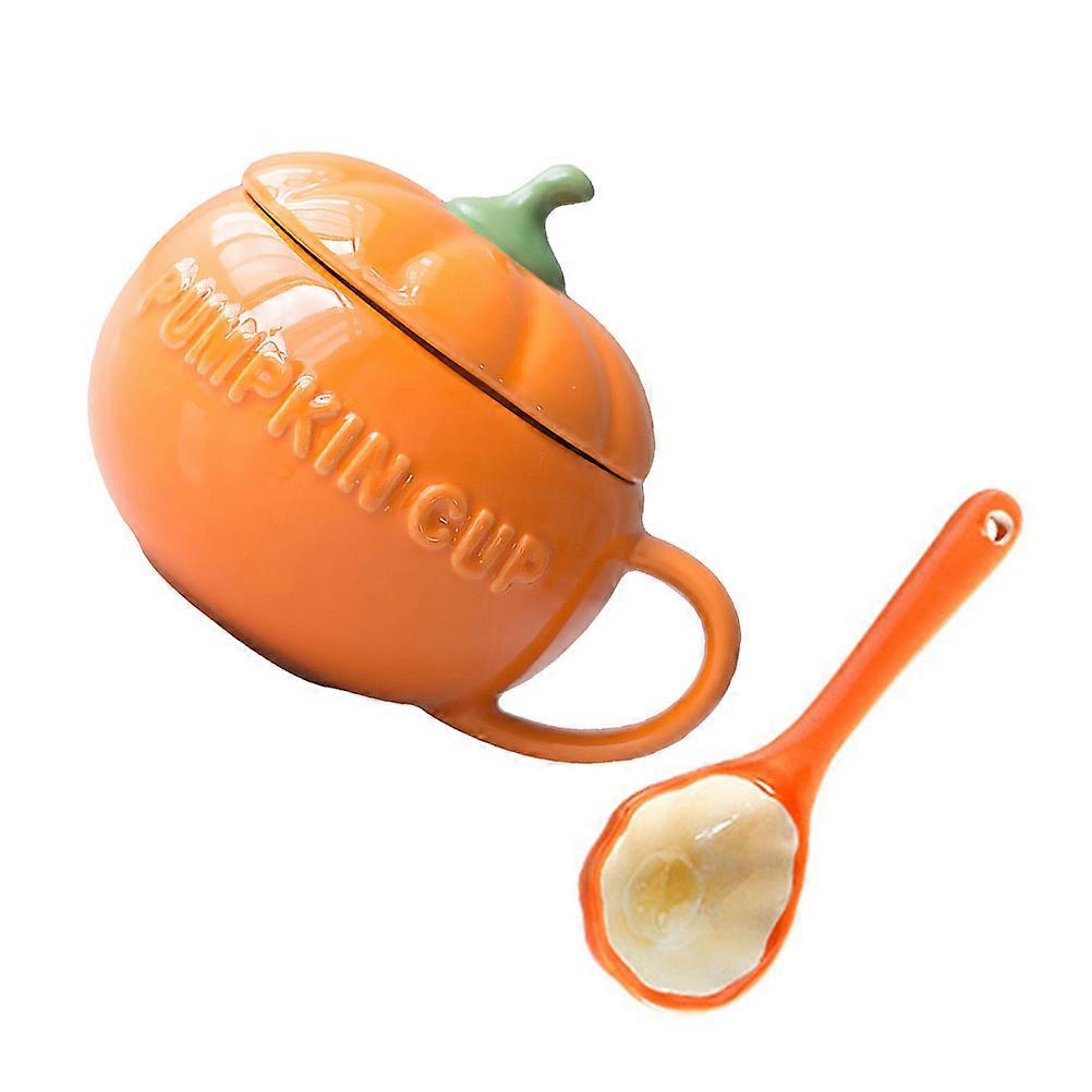Ceramic Cup Pumpkin Cup with Spoon 1Set Creative Halloween Coffee Mug