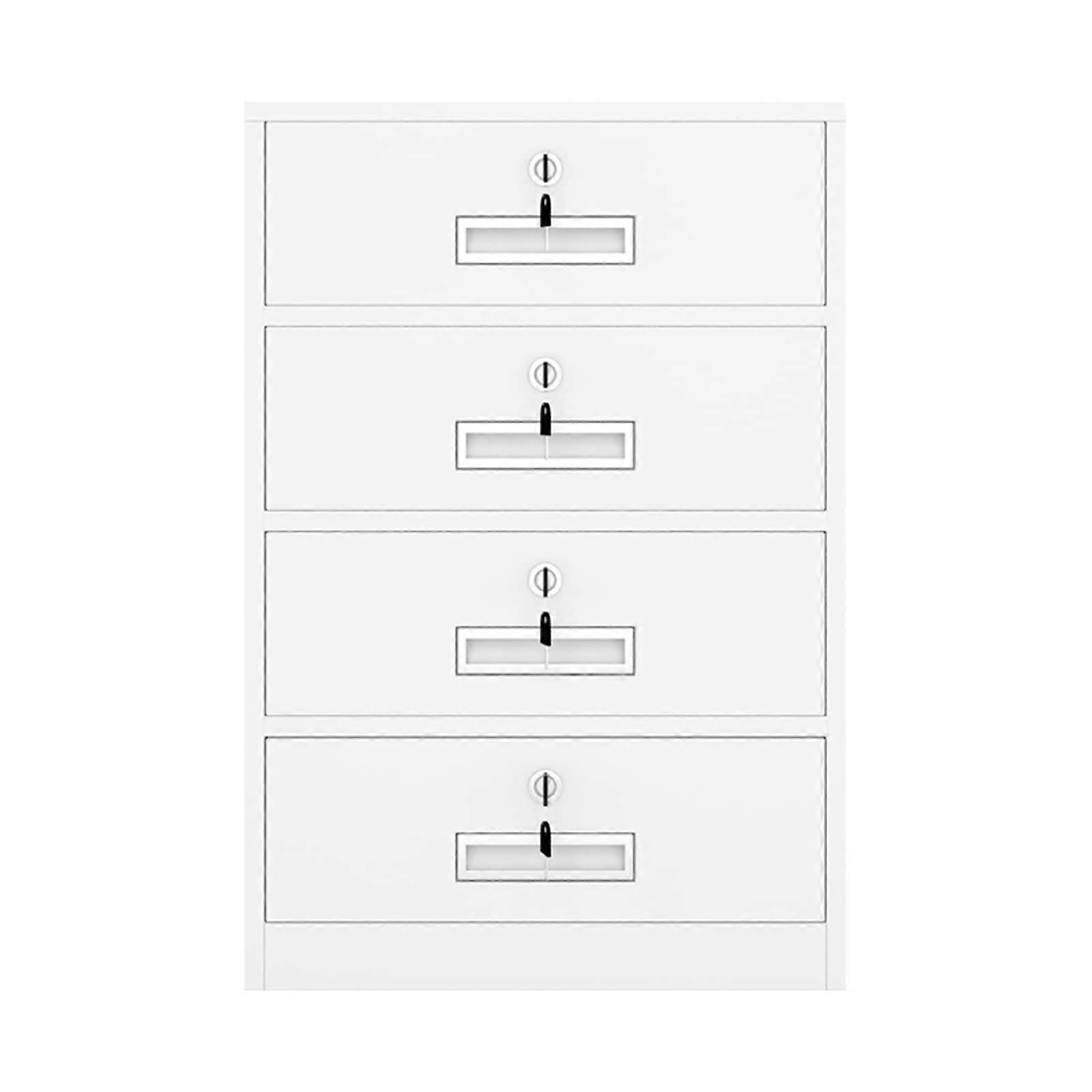 Filing Cabinet Lockable Metal 4 Drawer Under Desk Storage 15.3 In Deep 25.5 In Tall White Office File Organizer
