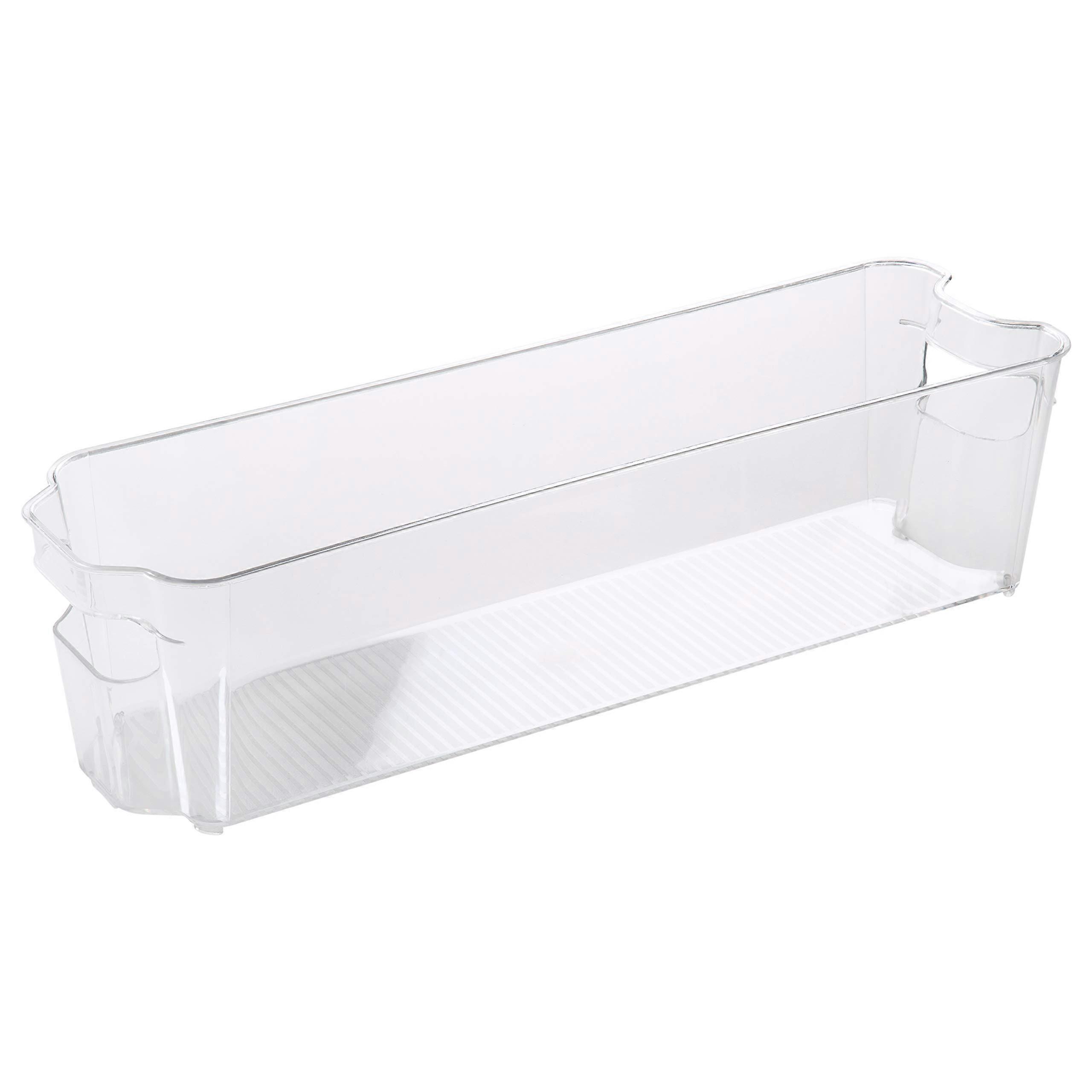 Slim Refrigerator Shelf Organizer, Crystal Clear, Stackable Design, BPA-Free Plastic, Fits Standard Fridge Shelves