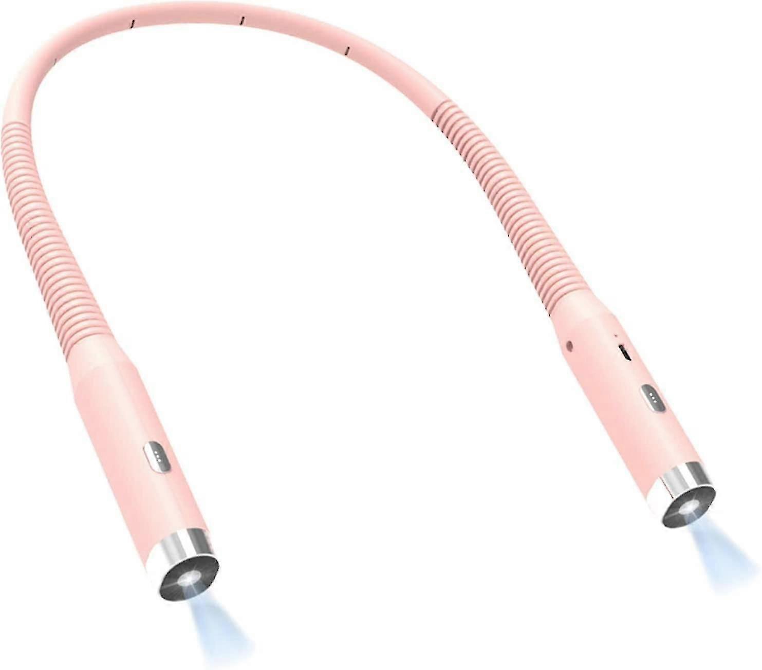 USB Rechargeable LED Neck Reading Light in Pink, Hands-Free Design for Comfortable Night-Time Book Reading