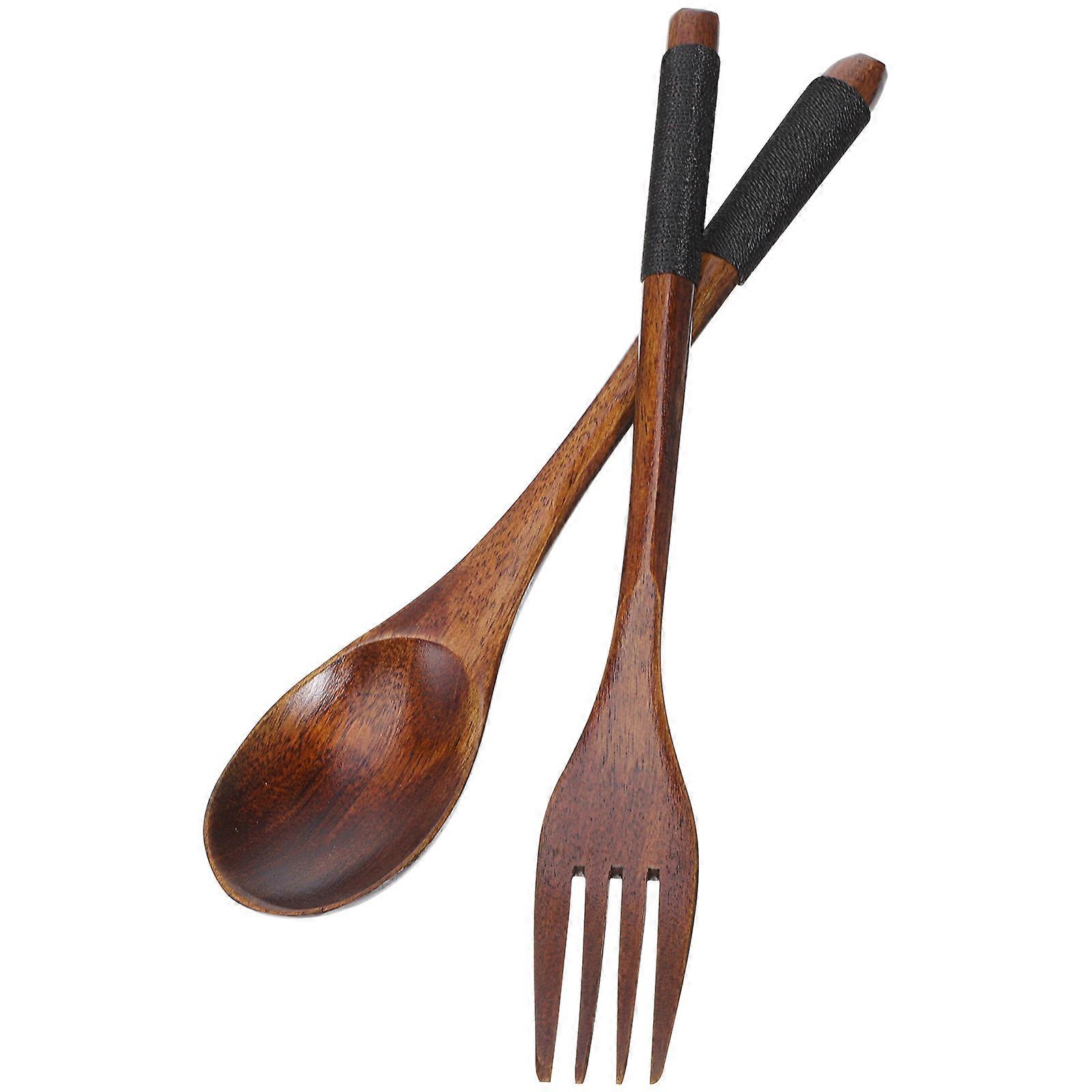 Portable Flatware Set 4 Pcs Wooden Spoon And Fork Practical Tableware For General Consumers