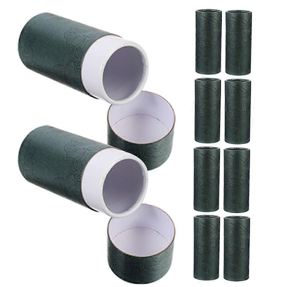 Storage And Protection 50 Pcs Essential Oil Box Round Container Tube For Tea Leaves And Incense Dark Green