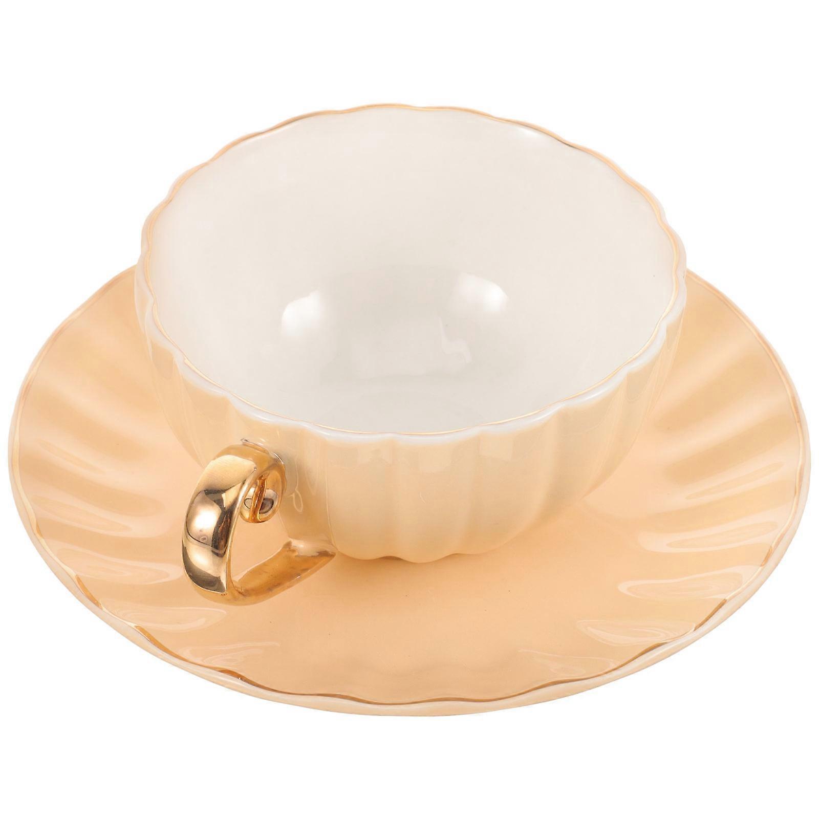Drinking Cup Ceramic Cup with Saucer for Coffee Use 4Sets European Style