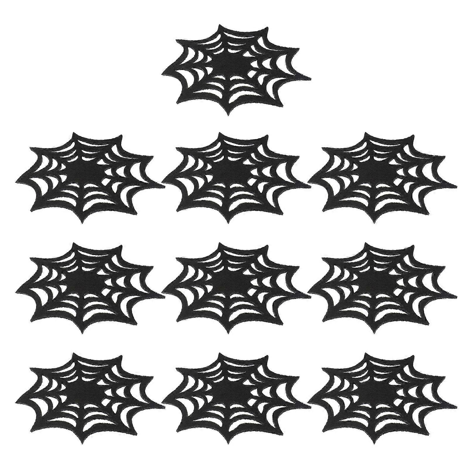Black Felt Halloween Spider Web Coasters for Drinks 20Pcs Set