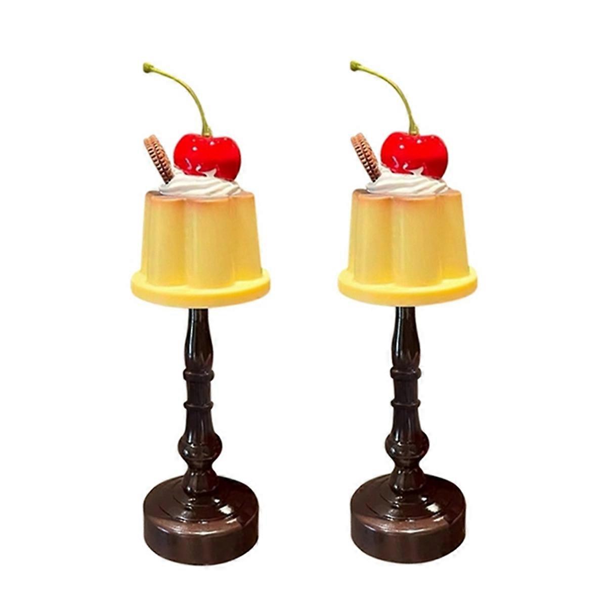 2 Pcs Pudding Night Light Battery Table Lamp